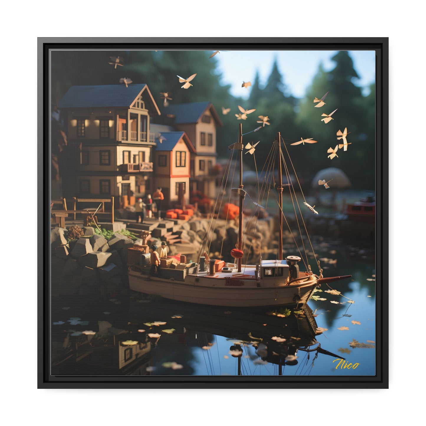 On The Docks By The Bay Series Print #7 - Black Framed Canvas Print