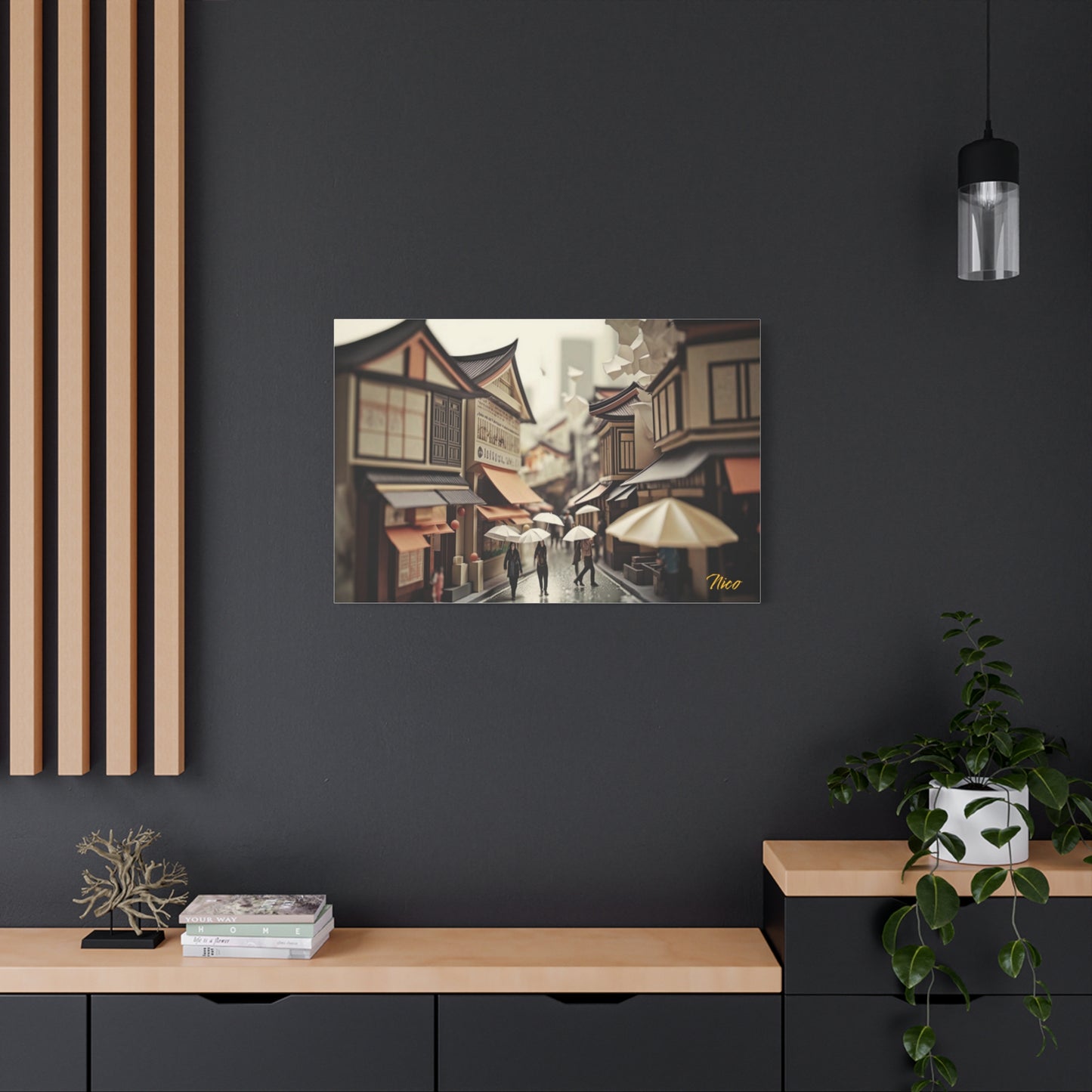 Oriental Rain Series Print #7 - Streched Matte Extended Canvas Print, 1.25" Thick