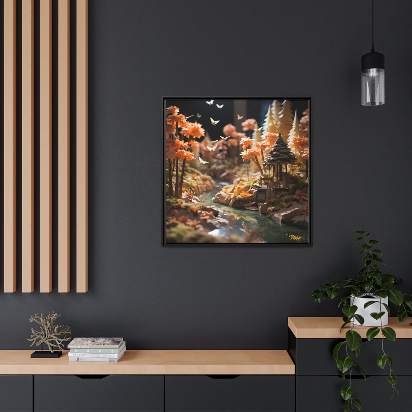 Relaxing By The Brook Series Print #3 - Black Framed Canvas Print