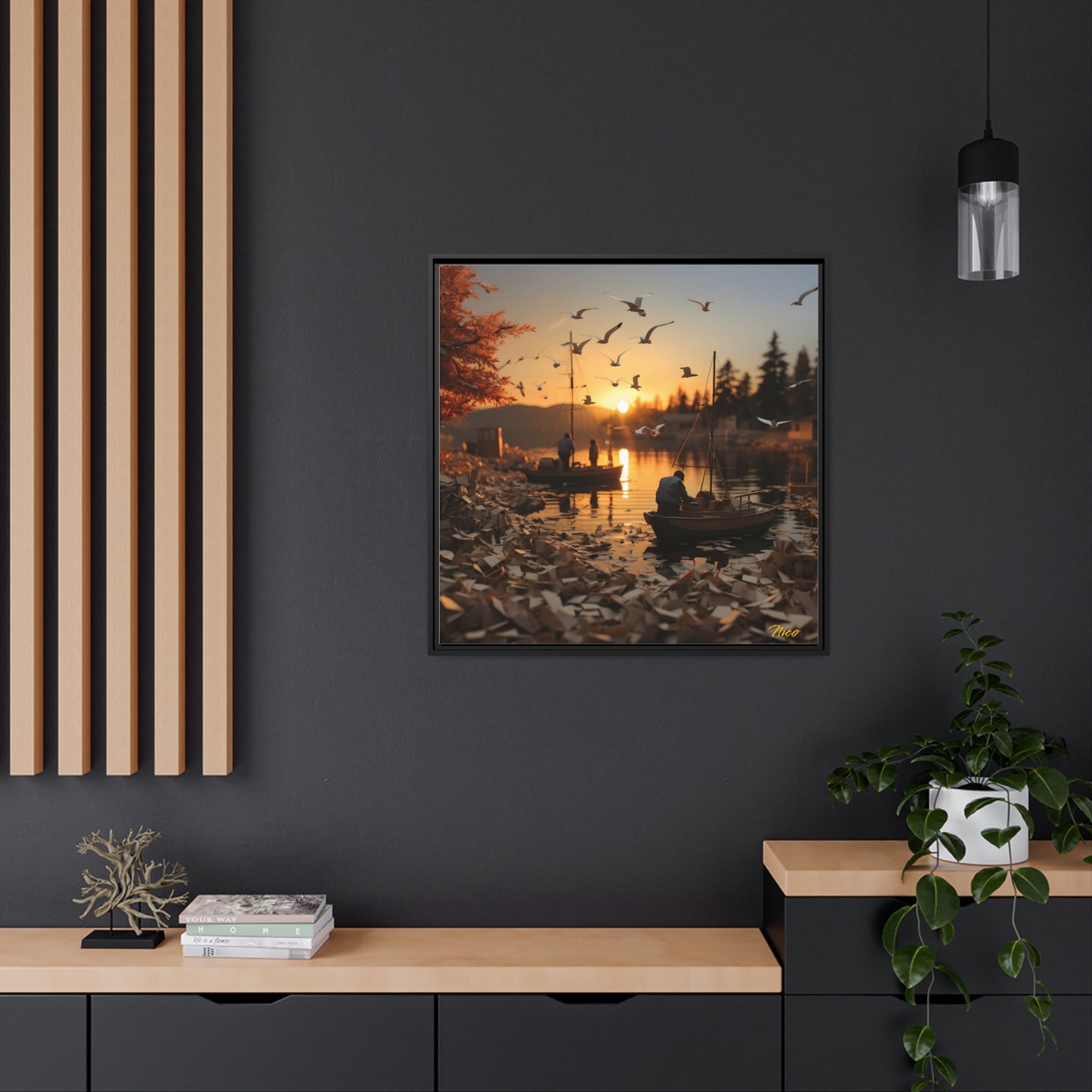 On The Docks By The Bay Series Print #4 - Black Framed Canvas Print