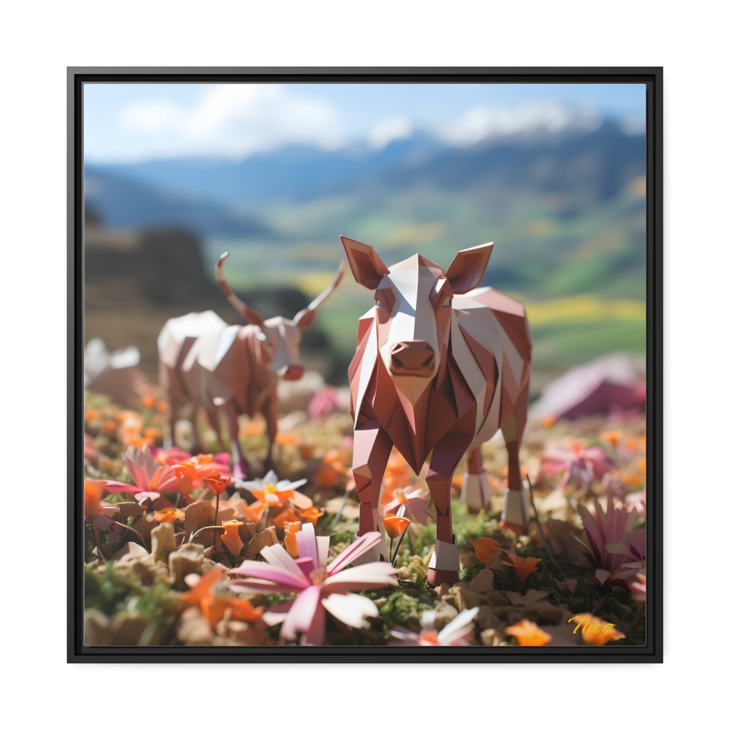 Meadow By The Farm Series Print #1 - Black Framed Canvas Print