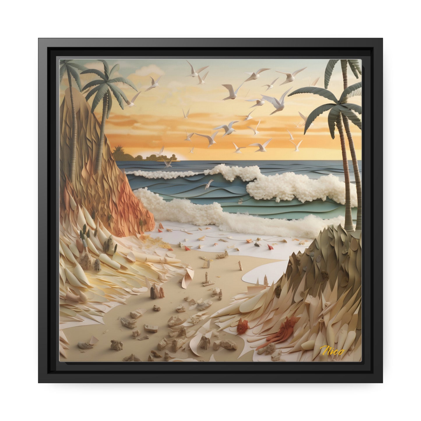 By The Seaside Series Print #7 - Black Framed Canvas Print