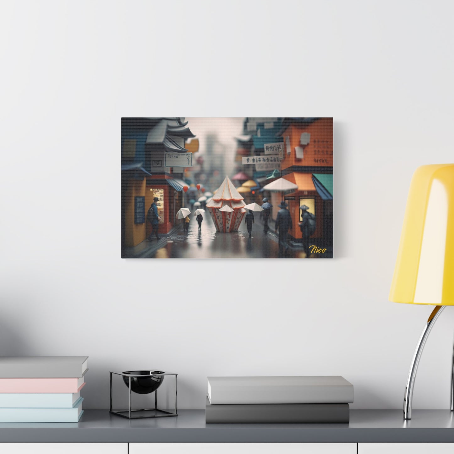 Oriental Rain Series Print #4 - Streched Matte Extended Canvas Print, 1.25" Thick