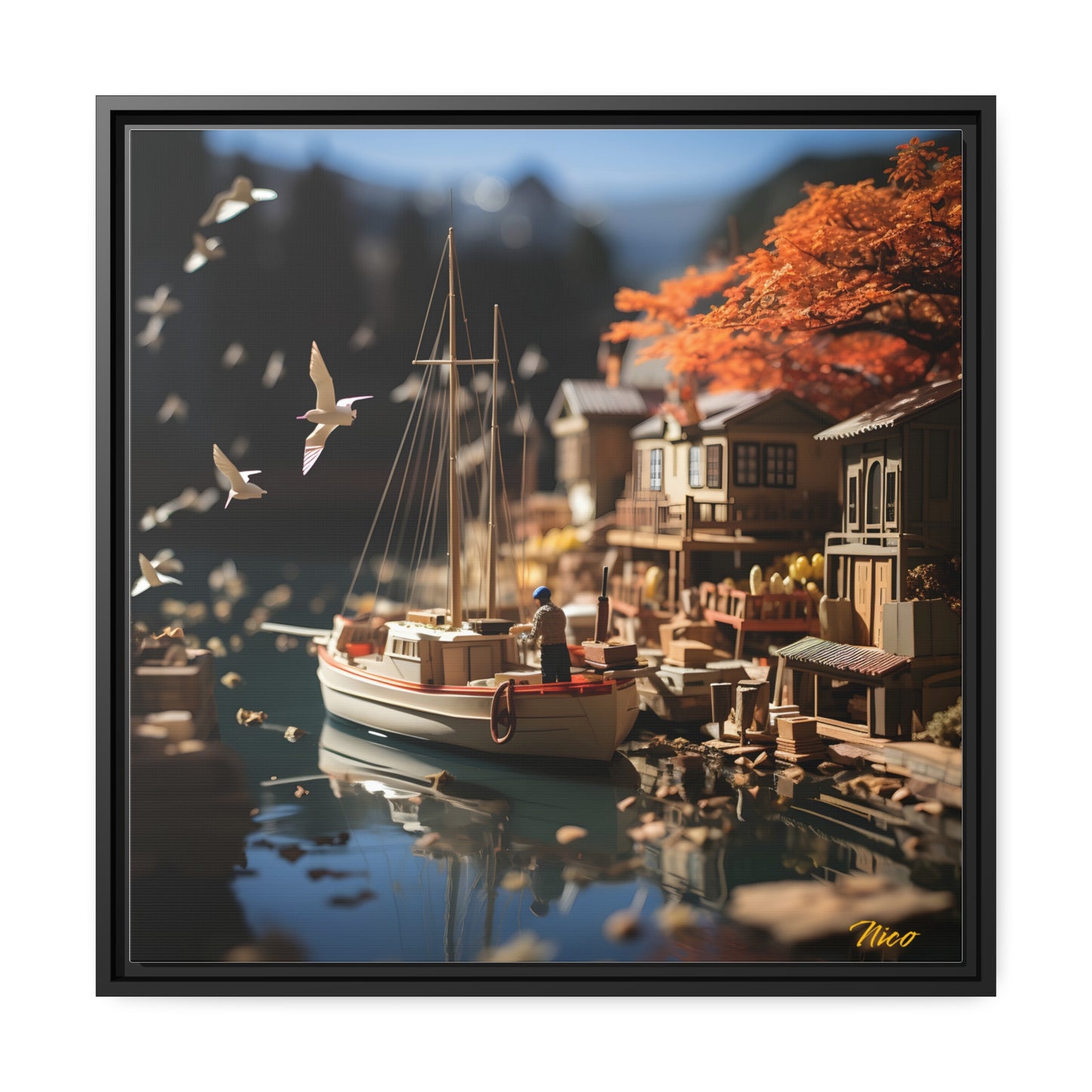 On The Docks By The Bay Series Print #1 - Black Framed Canvas Print