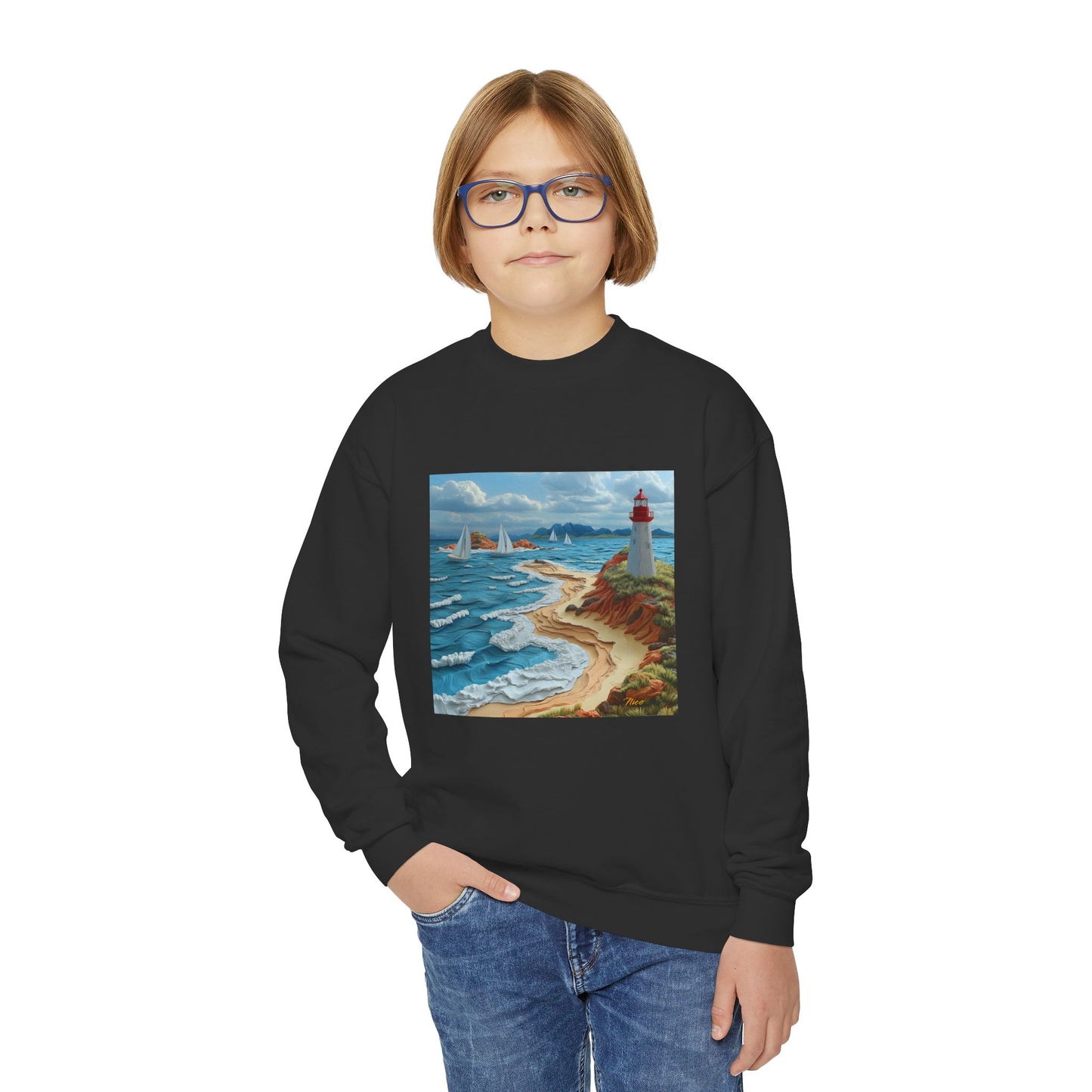 By The Seaside Series Print #4 Youth Crewneck Sweatshirt