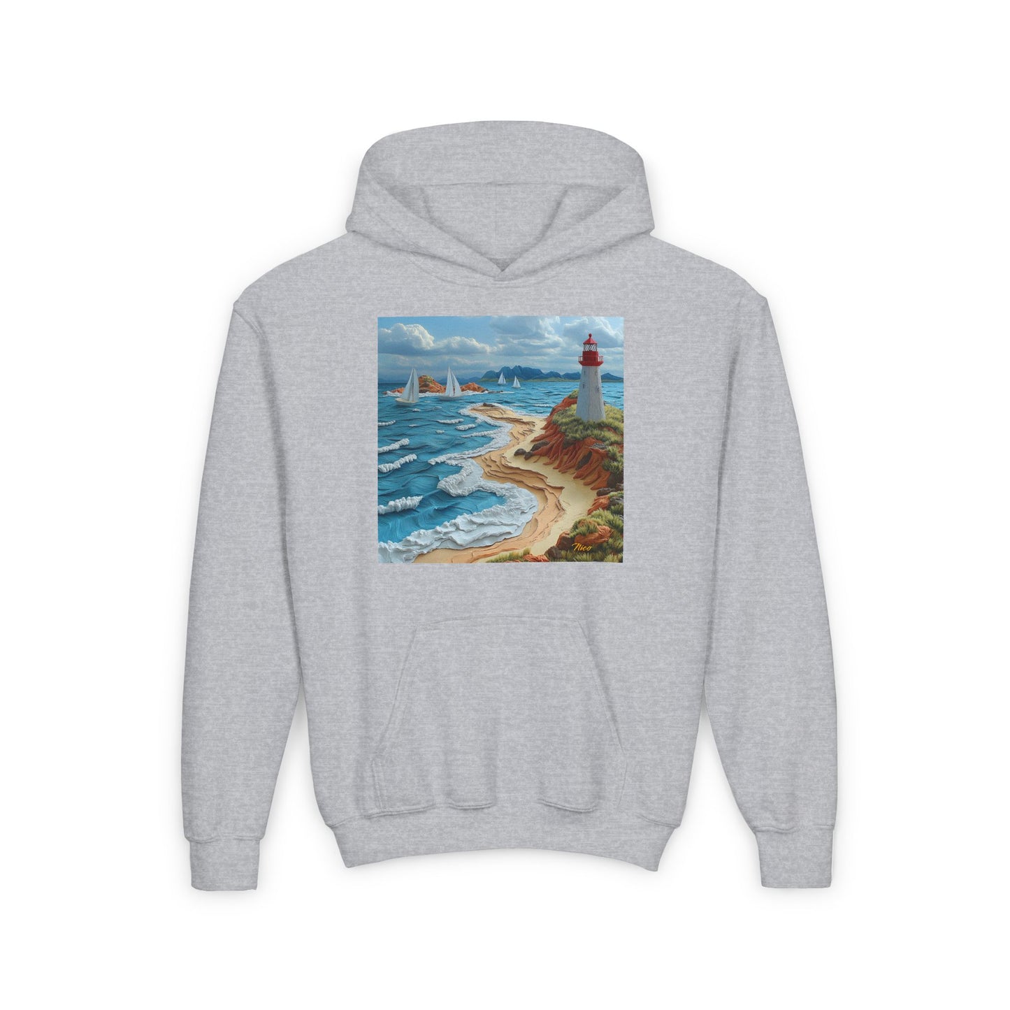 By The Seaside Series Print #4 Youth Heavy Blend Hooded Sweatshirt