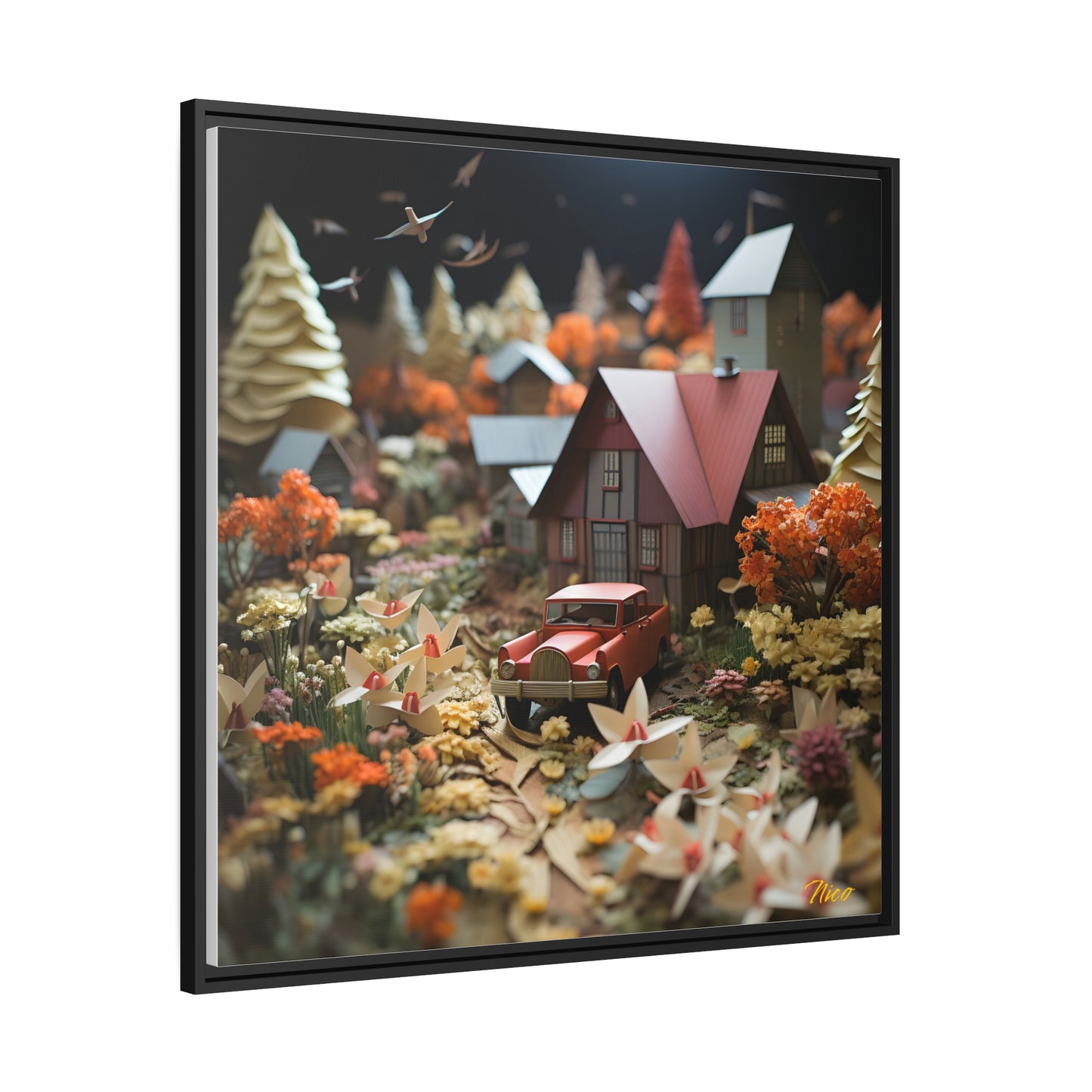 Meadow By The Farm Series Print #2 - Black Framed Canvas Print