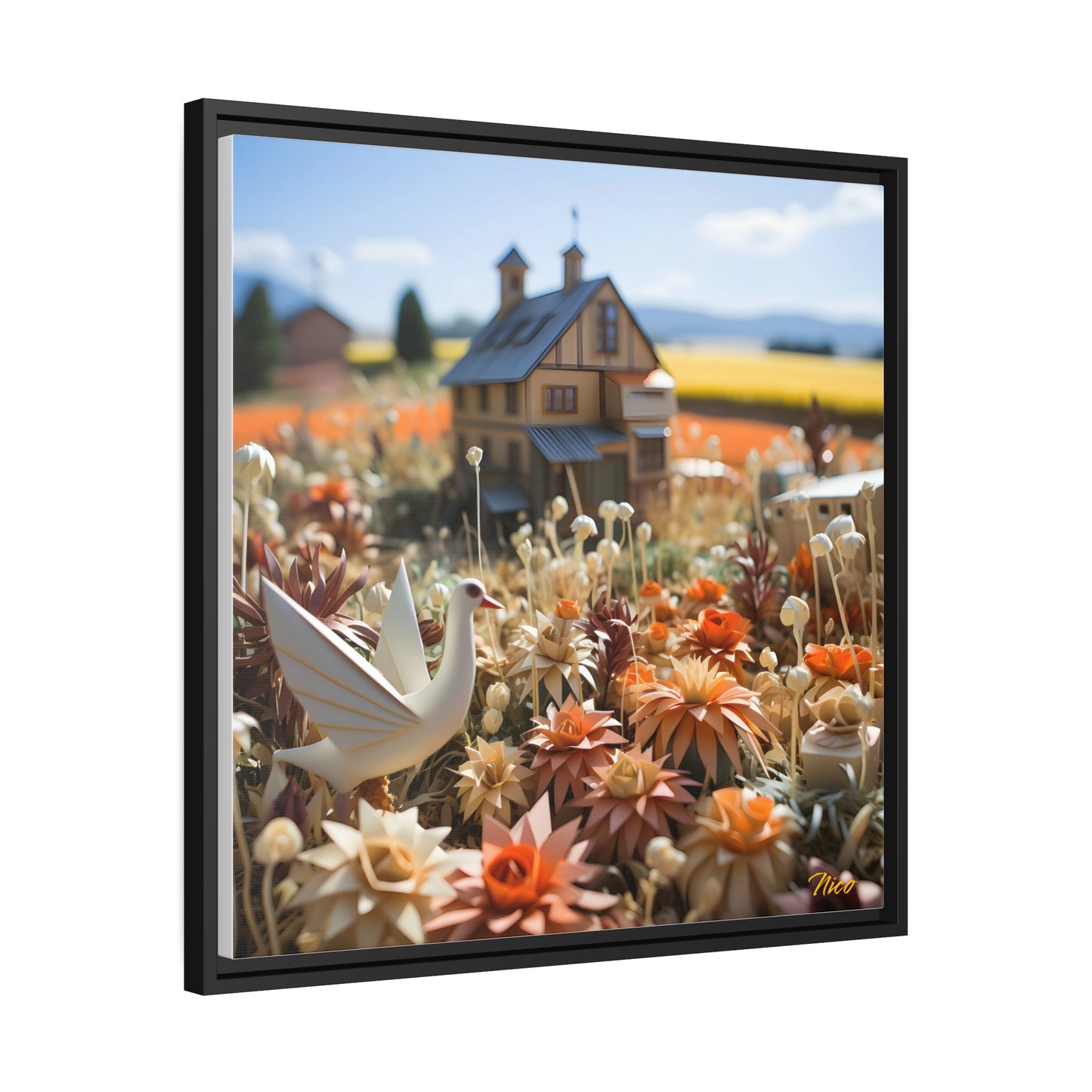 Meadow By The Farm Series Print #9 - Black Framed Canvas Print