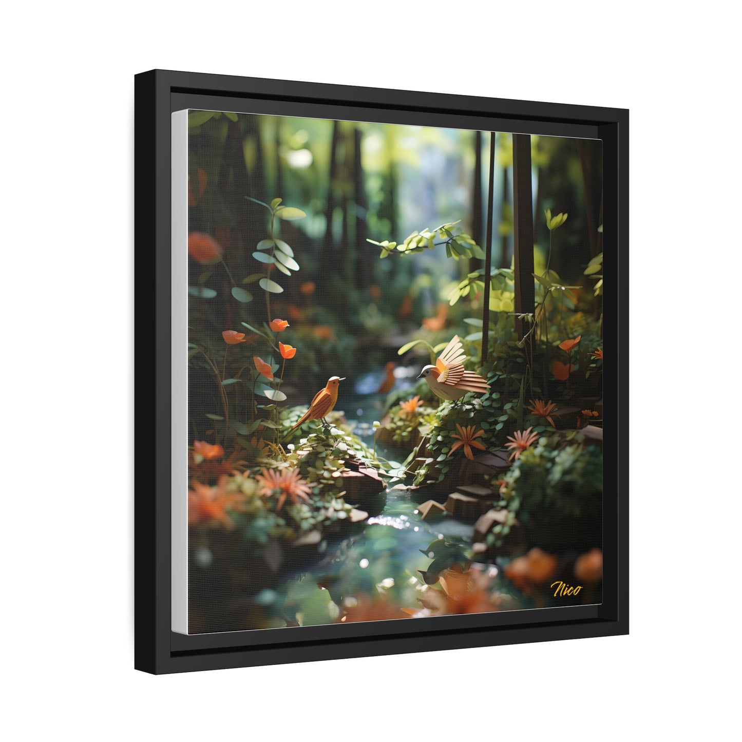 Relaxing By The Brook Series Print #6 - Black Framed Canvas Print