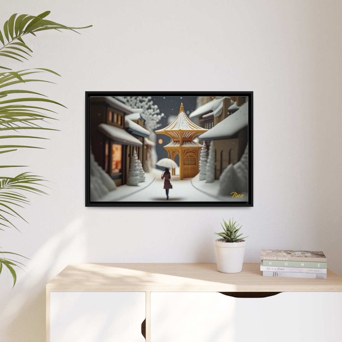 Asian Snow Series Print #5 - Extended Black Framed Canvas Print