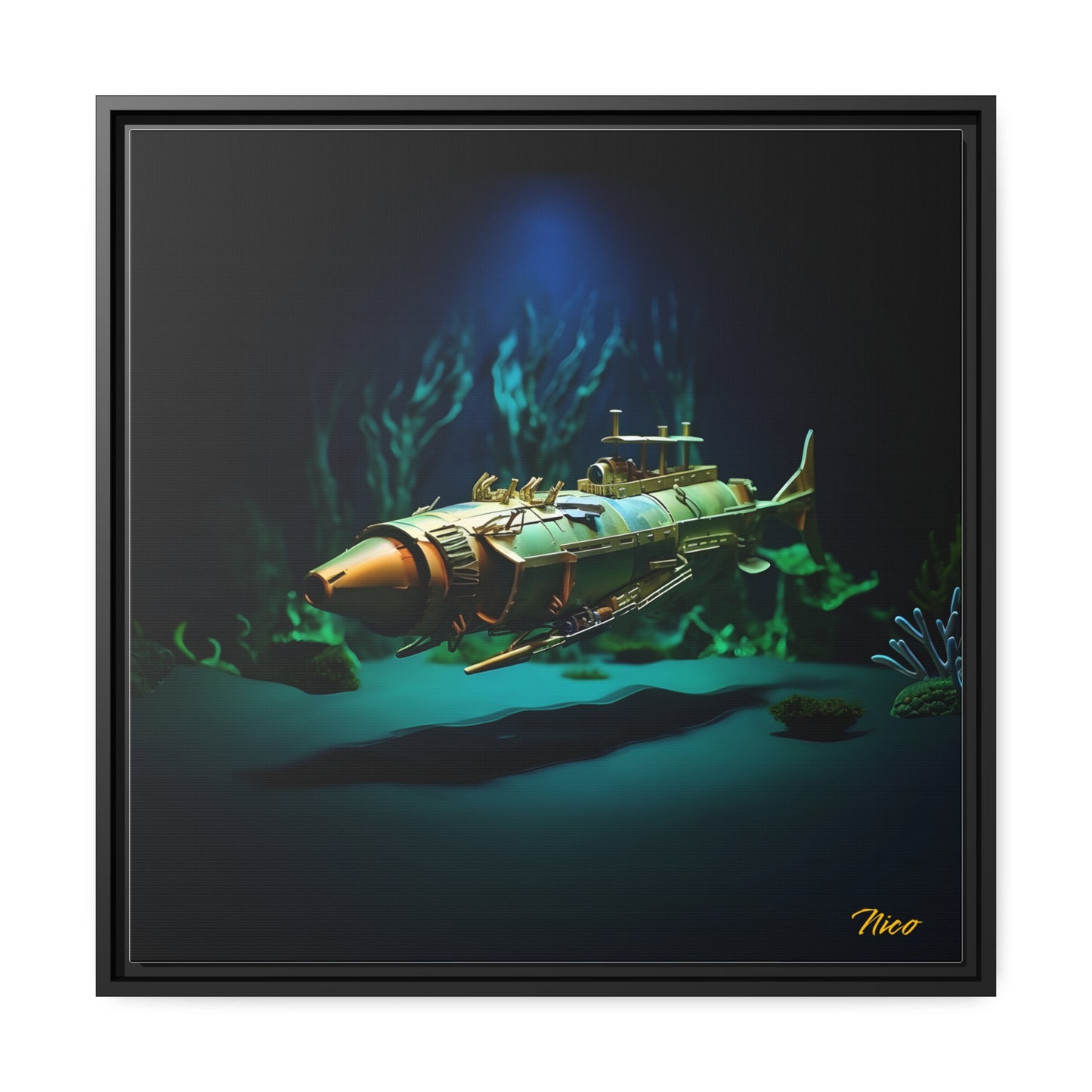 20,000 Under The Sea Series Print #6 - Black Framed Canvas Print