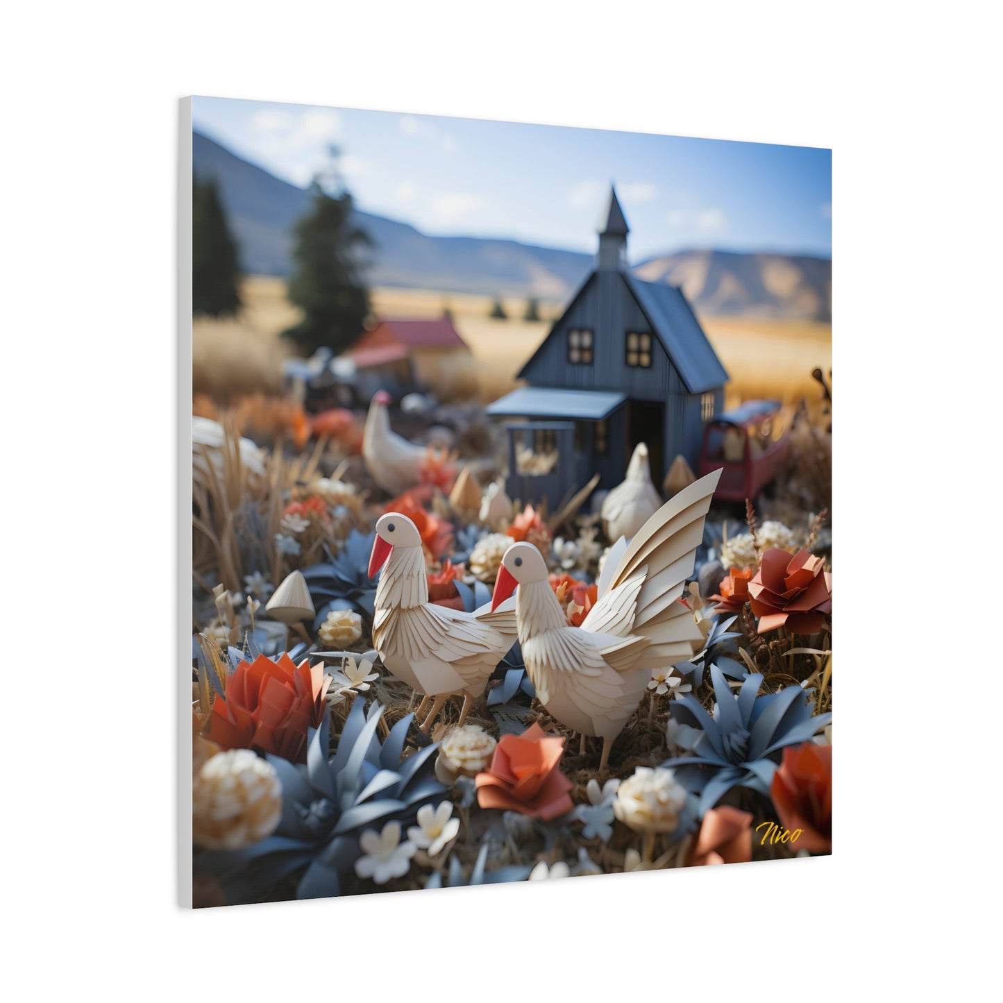 Meadow By The Farm Series Print #6 - Streched Matte Canvas Print, 1.25" Thick