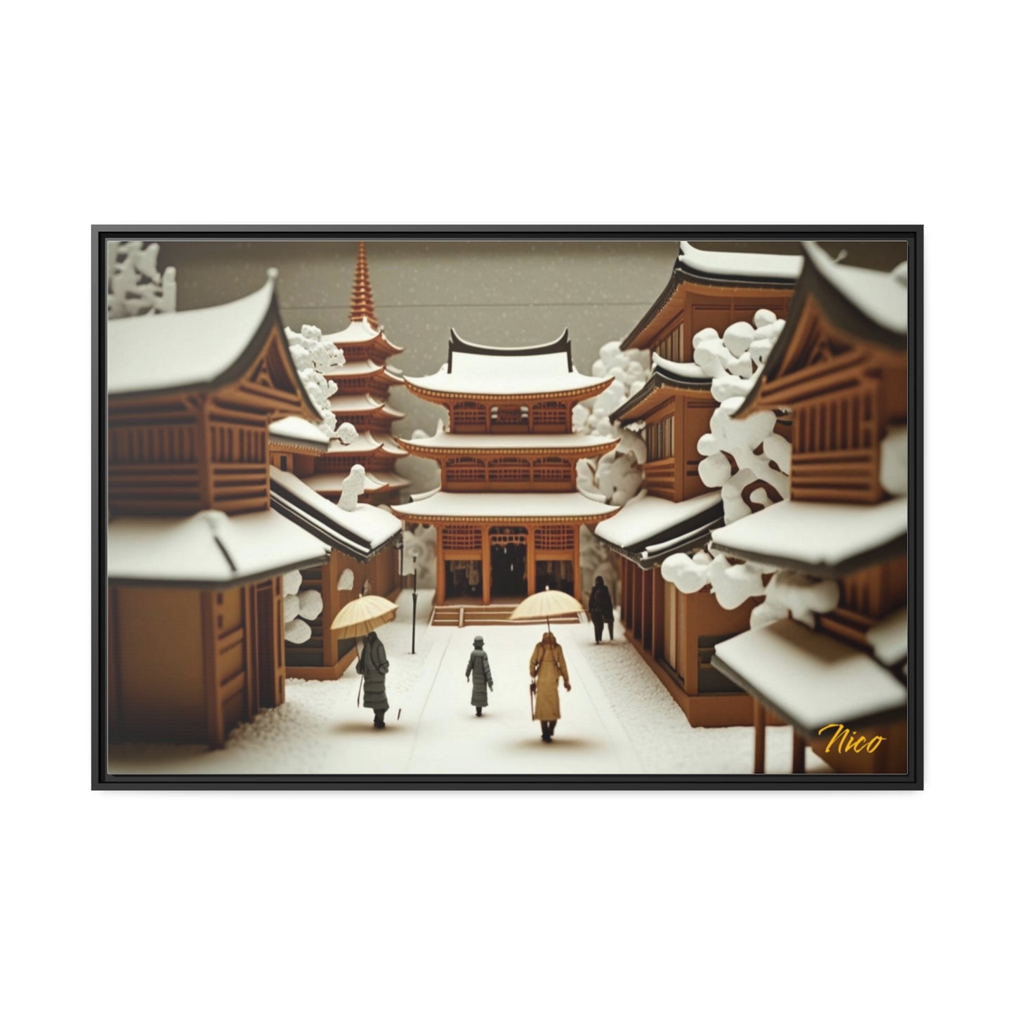 Asian Snow Series Print #10 - Impression sur toile encadrée noire