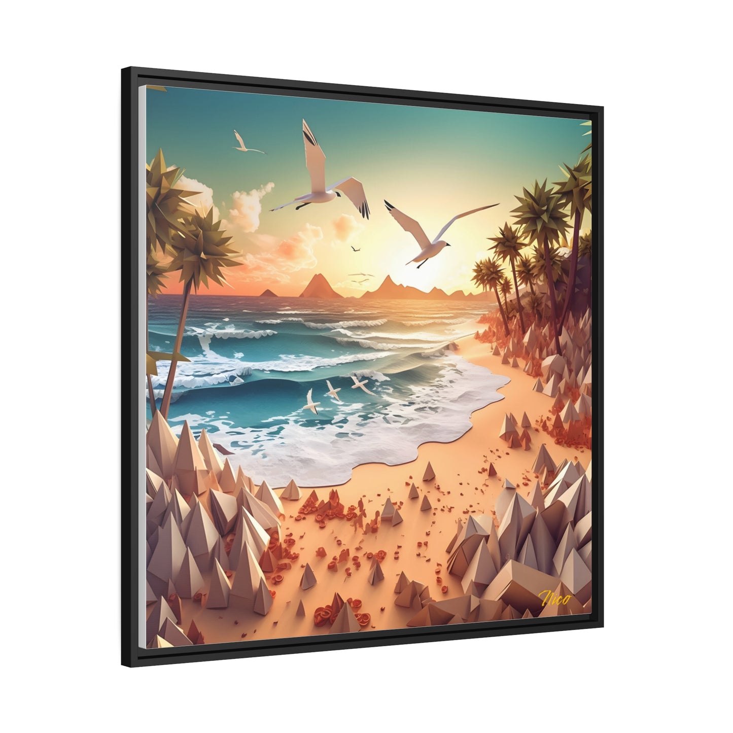 By The Seaside Series Print #4 - Black Framed Canvas Print