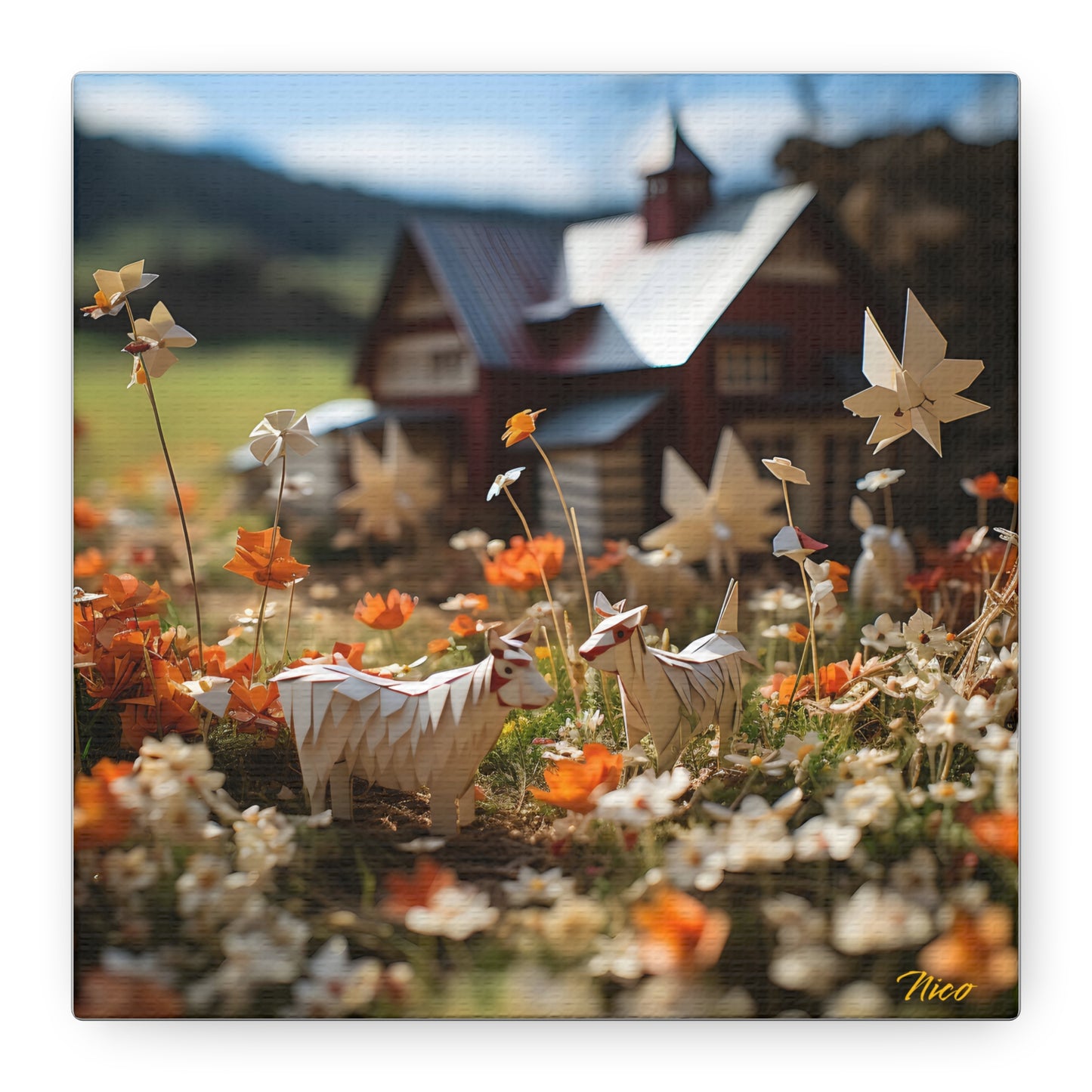 Meadow By The Farm Series Print #10 - Streched Matte Canvas Print, 1.25" Thick