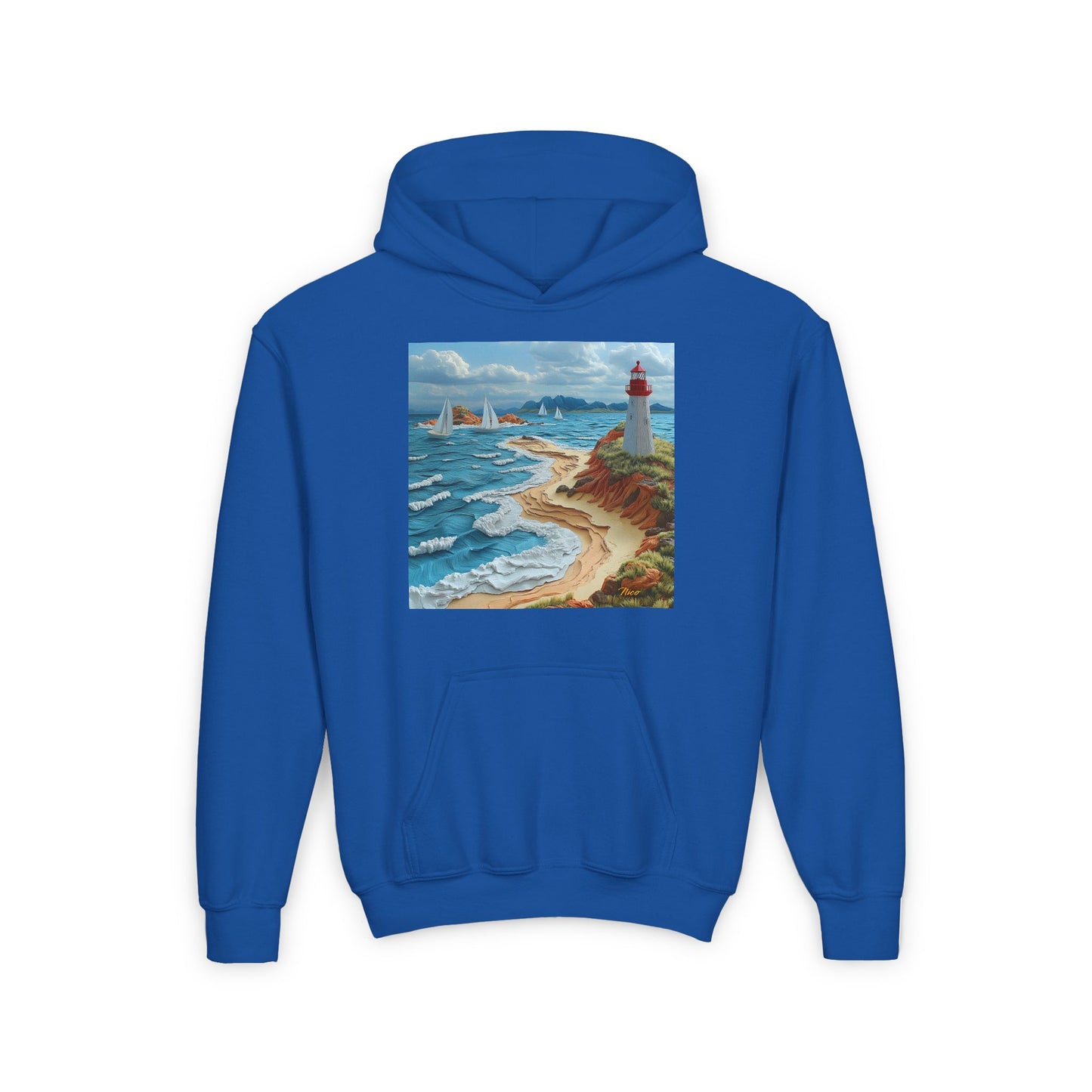 By The Seaside Series Print #4 Youth Heavy Blend Hooded Sweatshirt