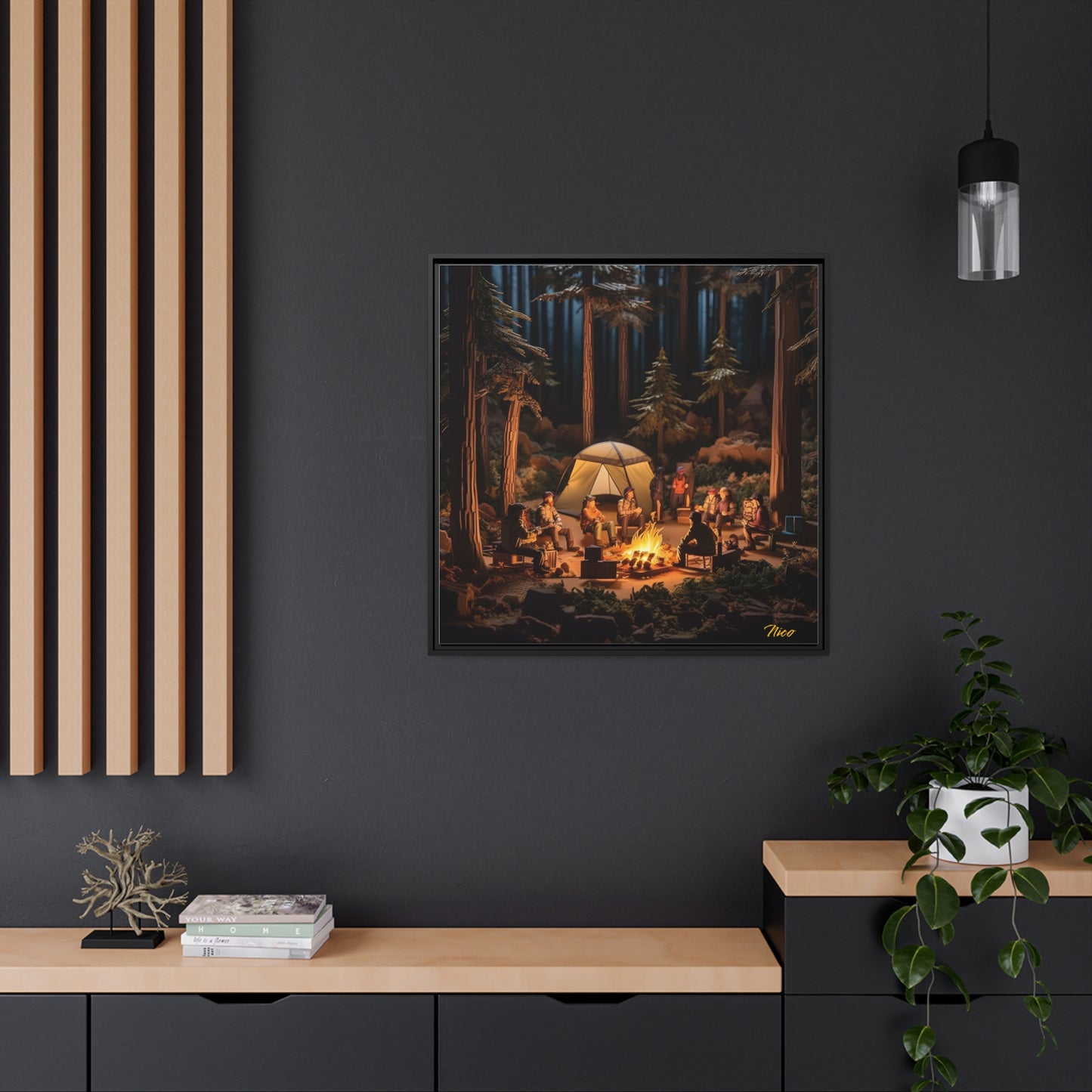 Campfire Series Print #8 - Black Framed Canvas Print