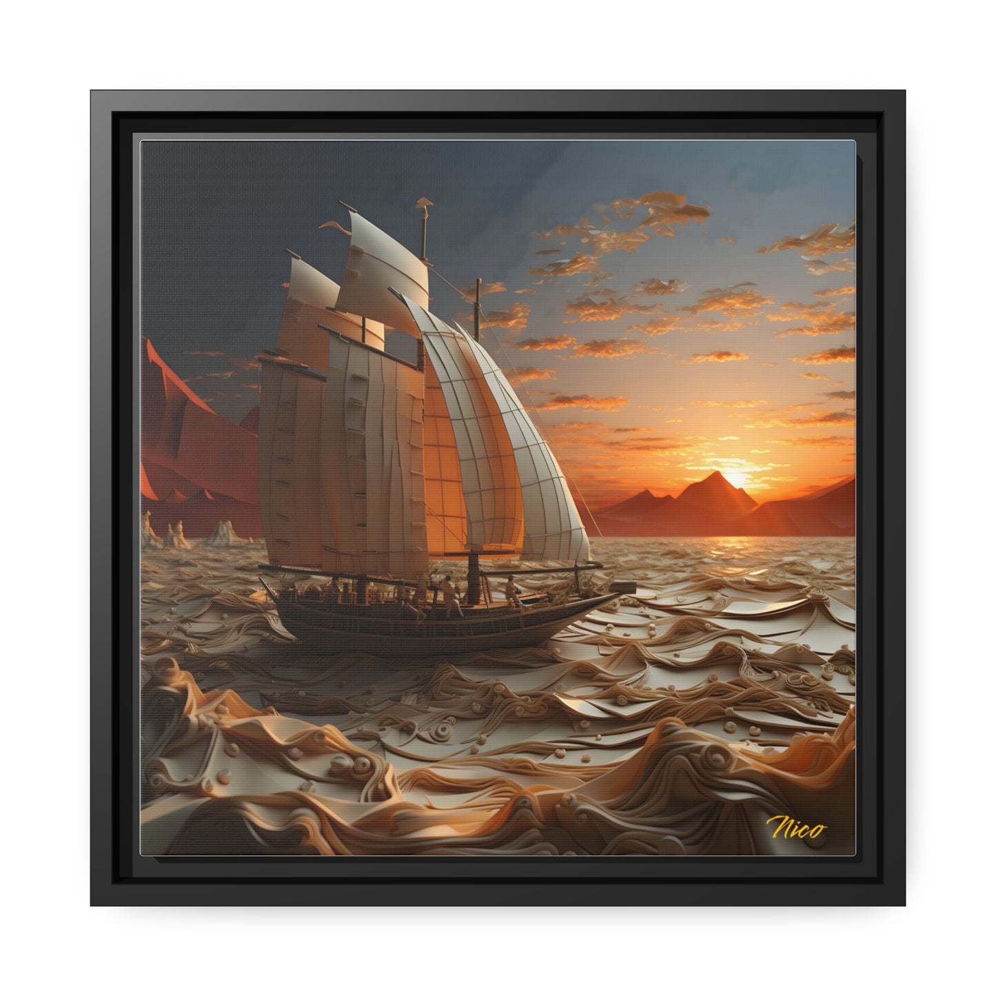 Into The Sunset Series Print #1 - Black Framed Canvas Print