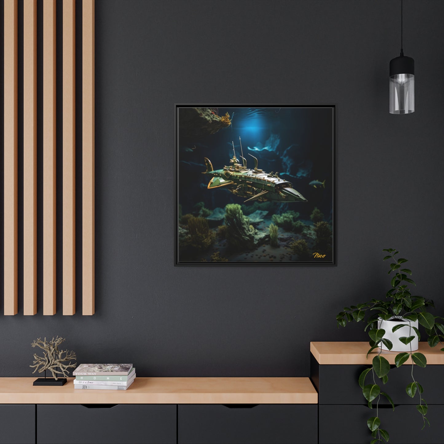 20,000 Under The Sea Series Print #1 - Black Framed Canvas Print