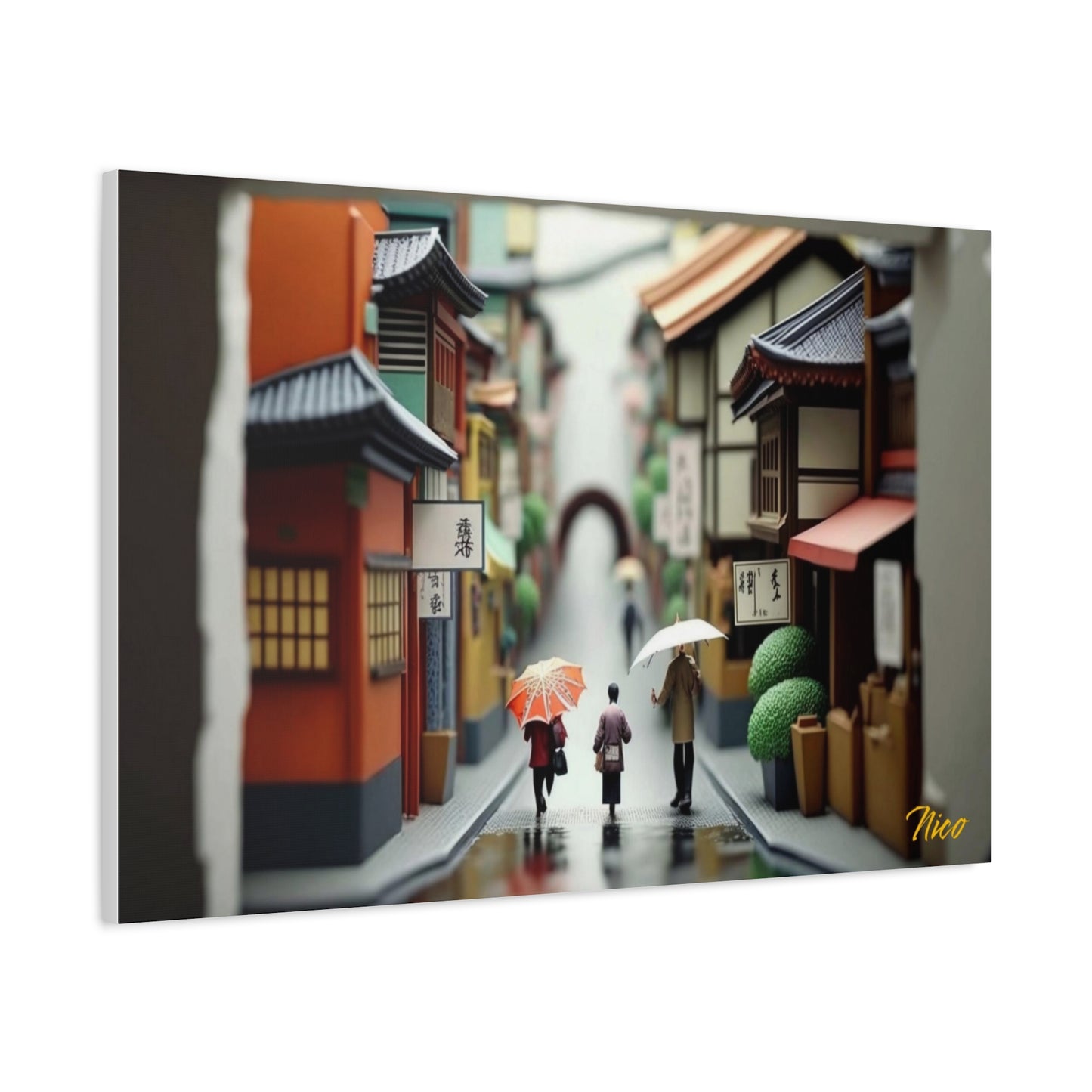 Oriental Rain Series Print #8 - Streched Matte Extended Canvas Print, 1.25" Thick