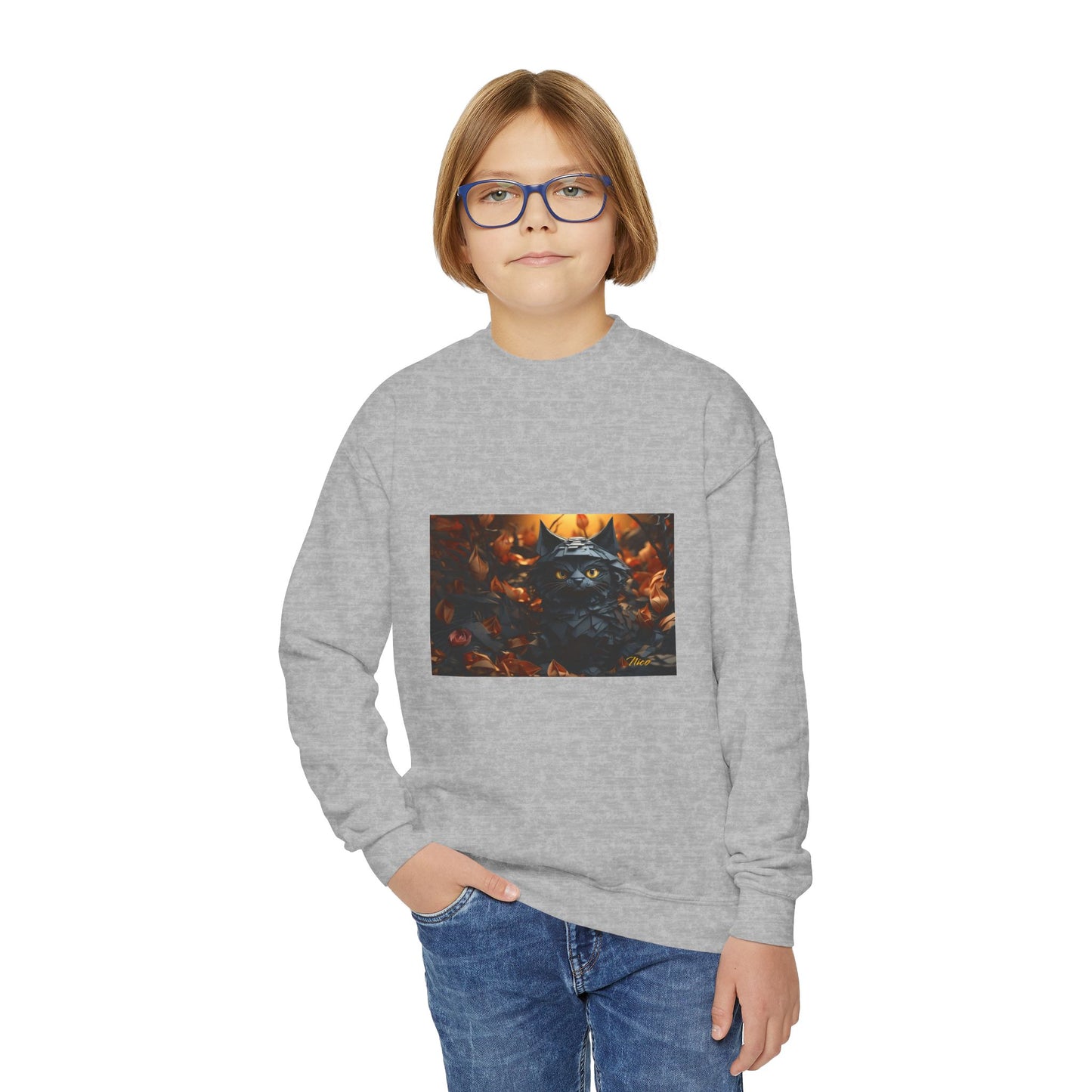 Halloween 2024 Series Print #2 "The Kitty Of Evil!" Youth Crewneck Sweatshirt