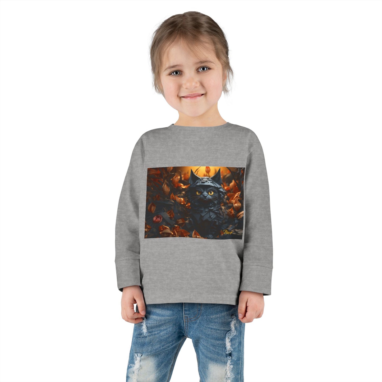 Halloween 2024 Series Print #2 "The Kitty Of Evil!" Toddler Long Sleeve Tee