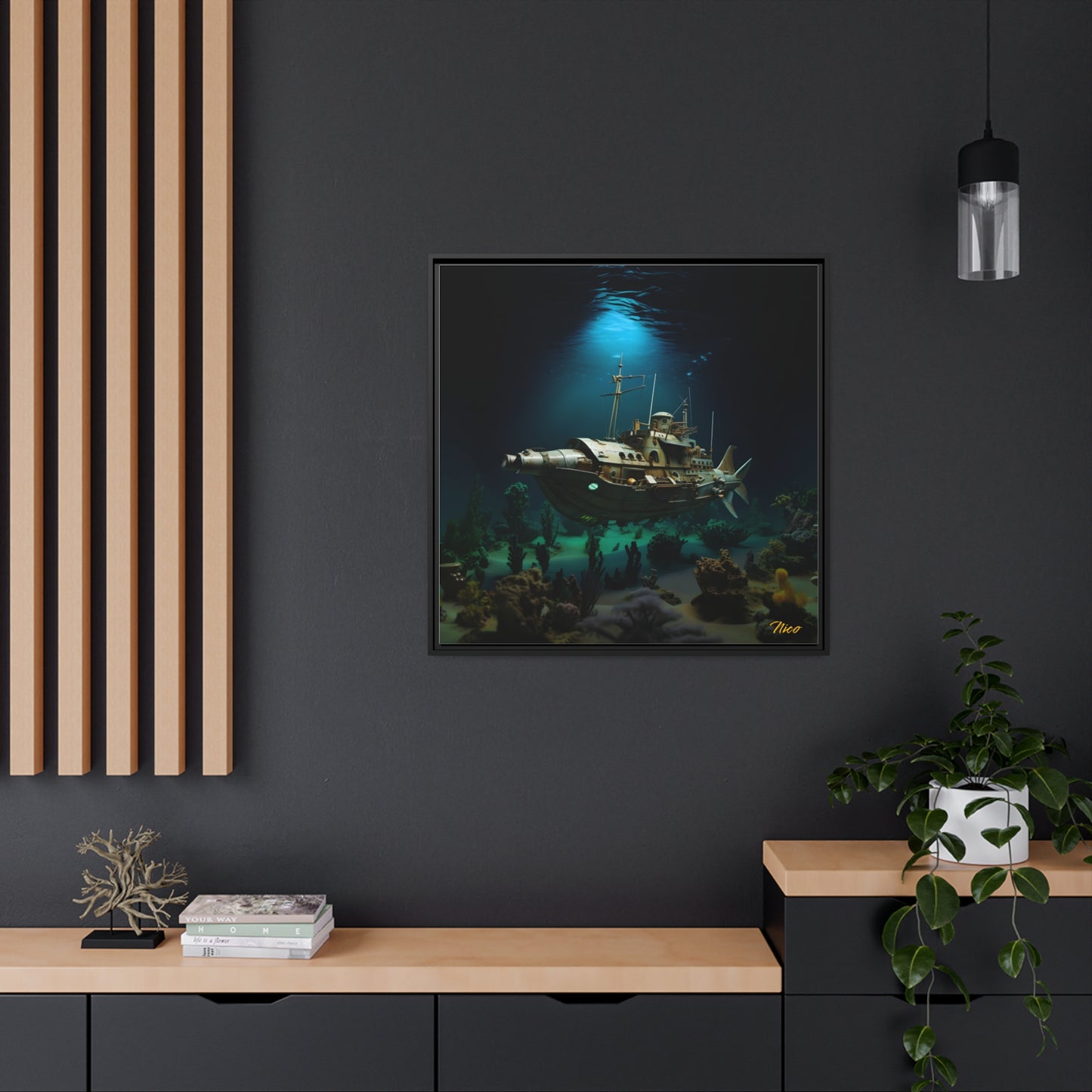 20,000 Under The Sea Series Print #7 - Black Framed Canvas Print