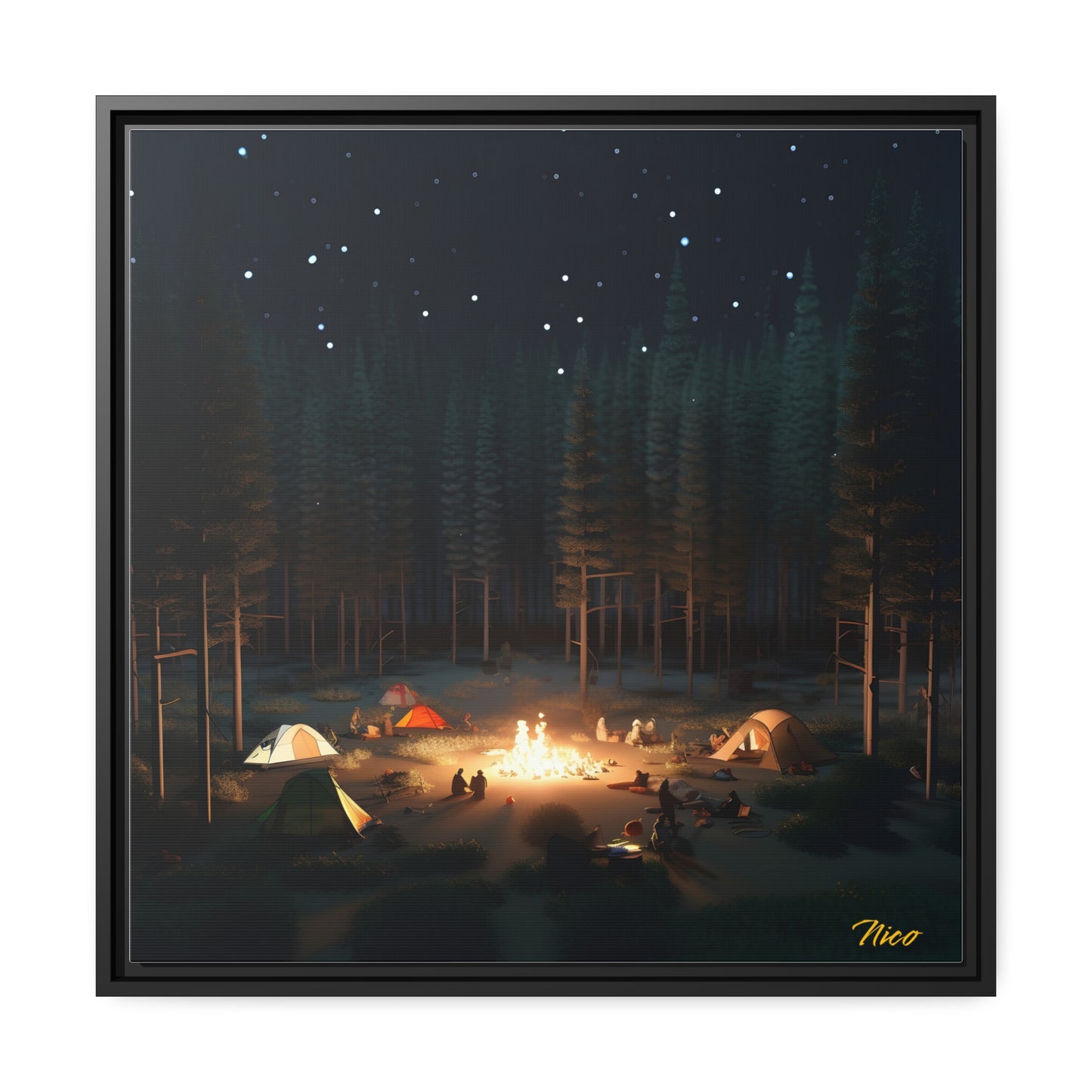 Campfire Series Print #2 - Black Framed Canvas Print