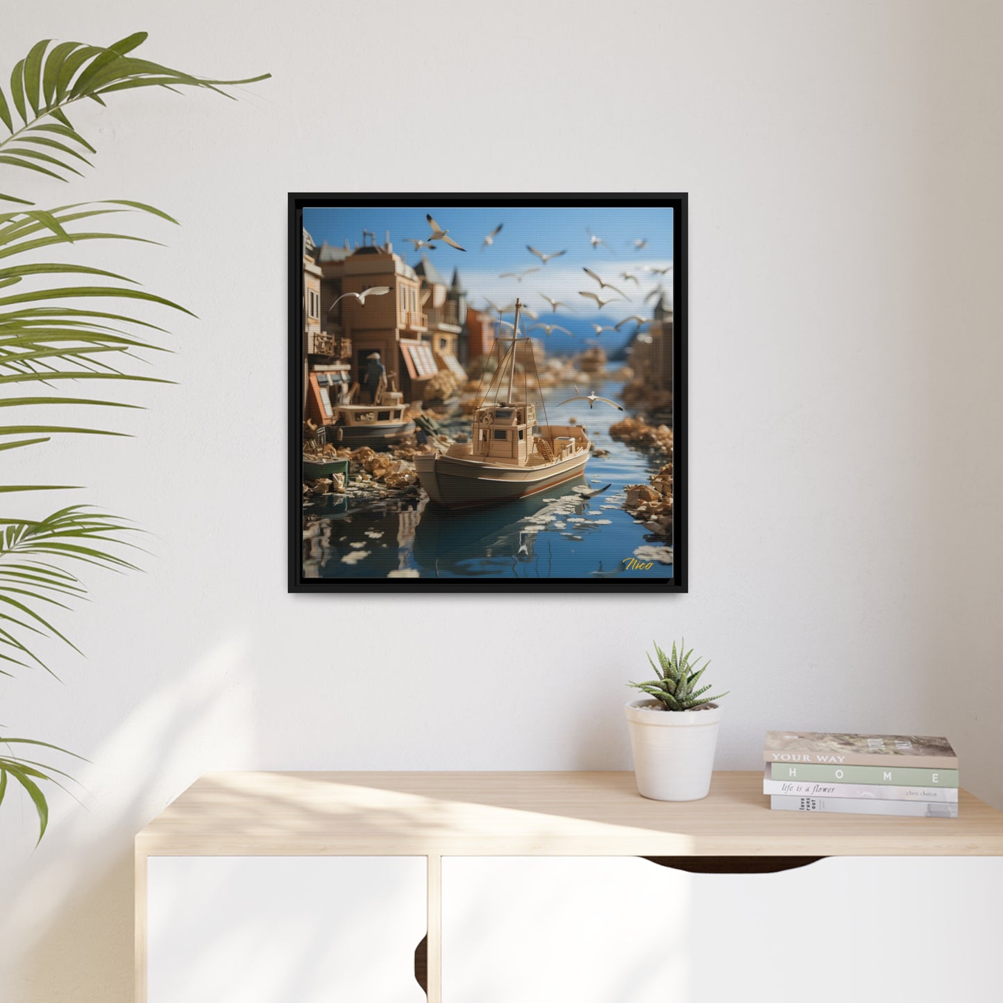 On The Docks By The Bay Series Print #3 - Black Framed Canvas Print