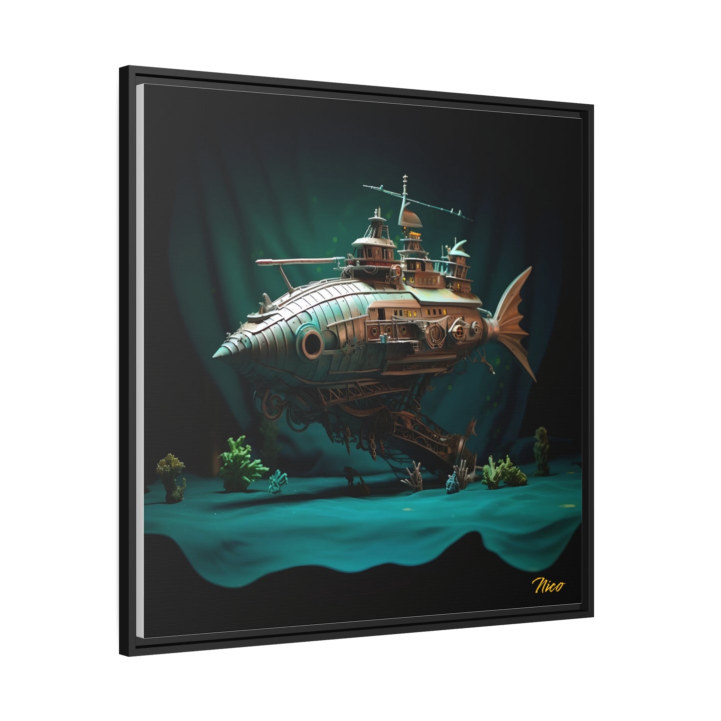 20,000 Under The Sea Series Print #2 - Black Framed Canvas Print