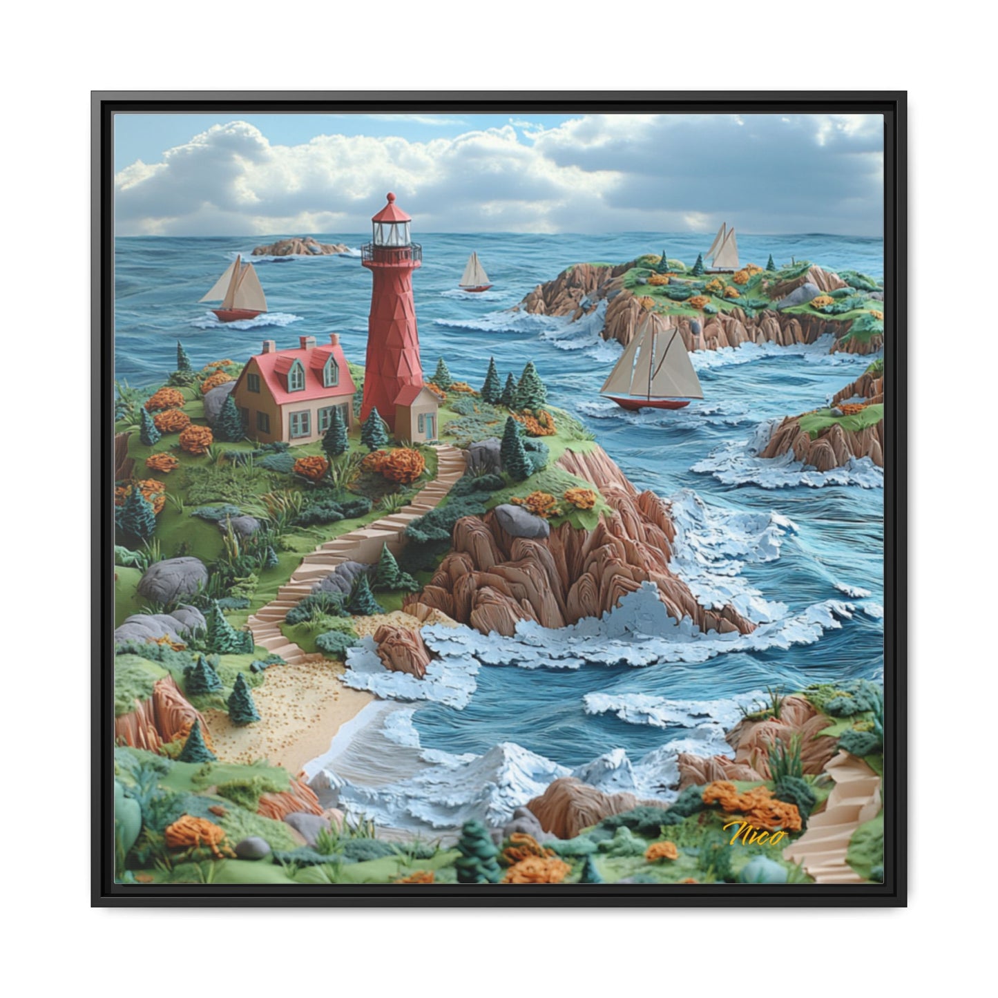 By The Seaside Series Print #6 - Black Framed Canvas Print