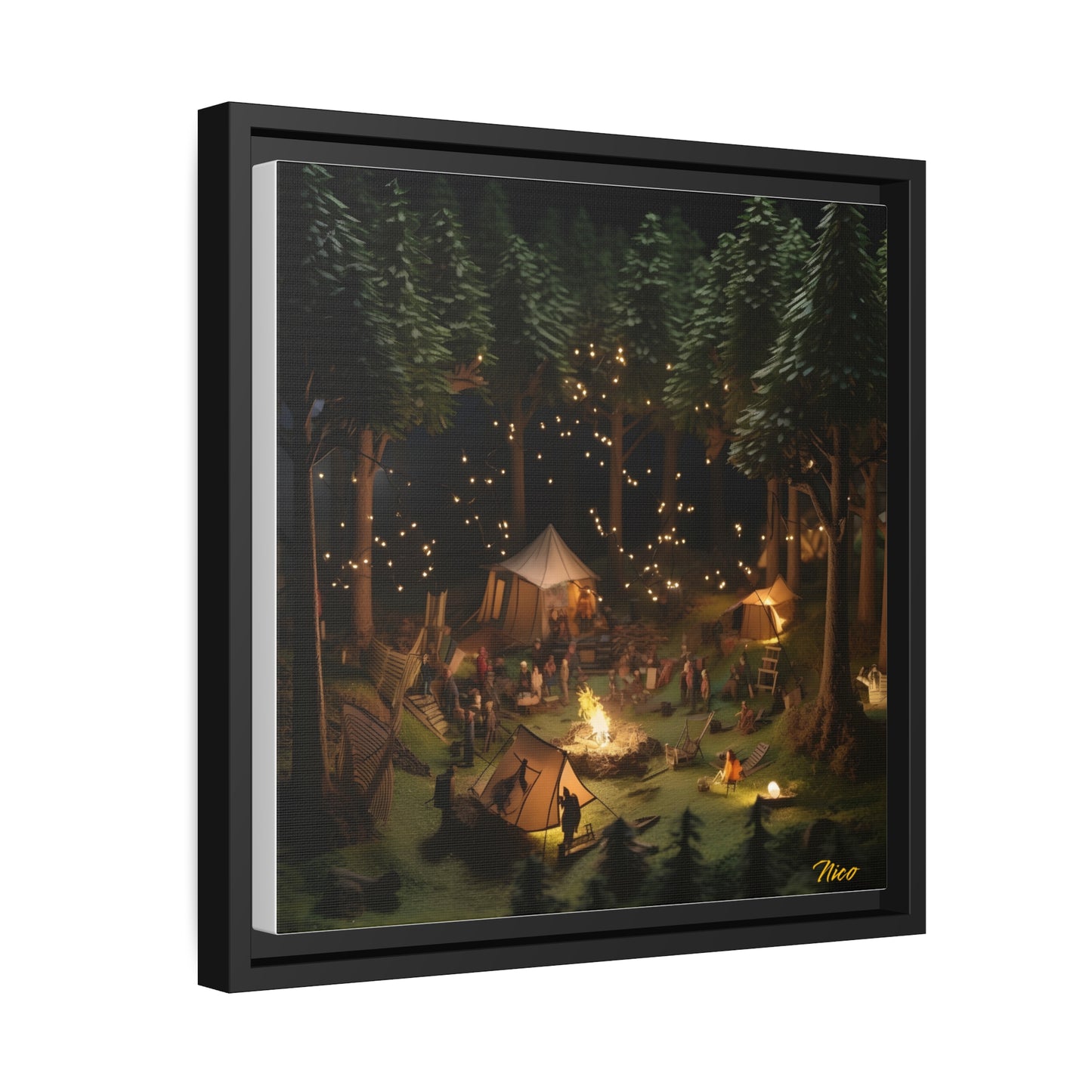 Campfire Series Print #5 - Black Framed Canvas Print