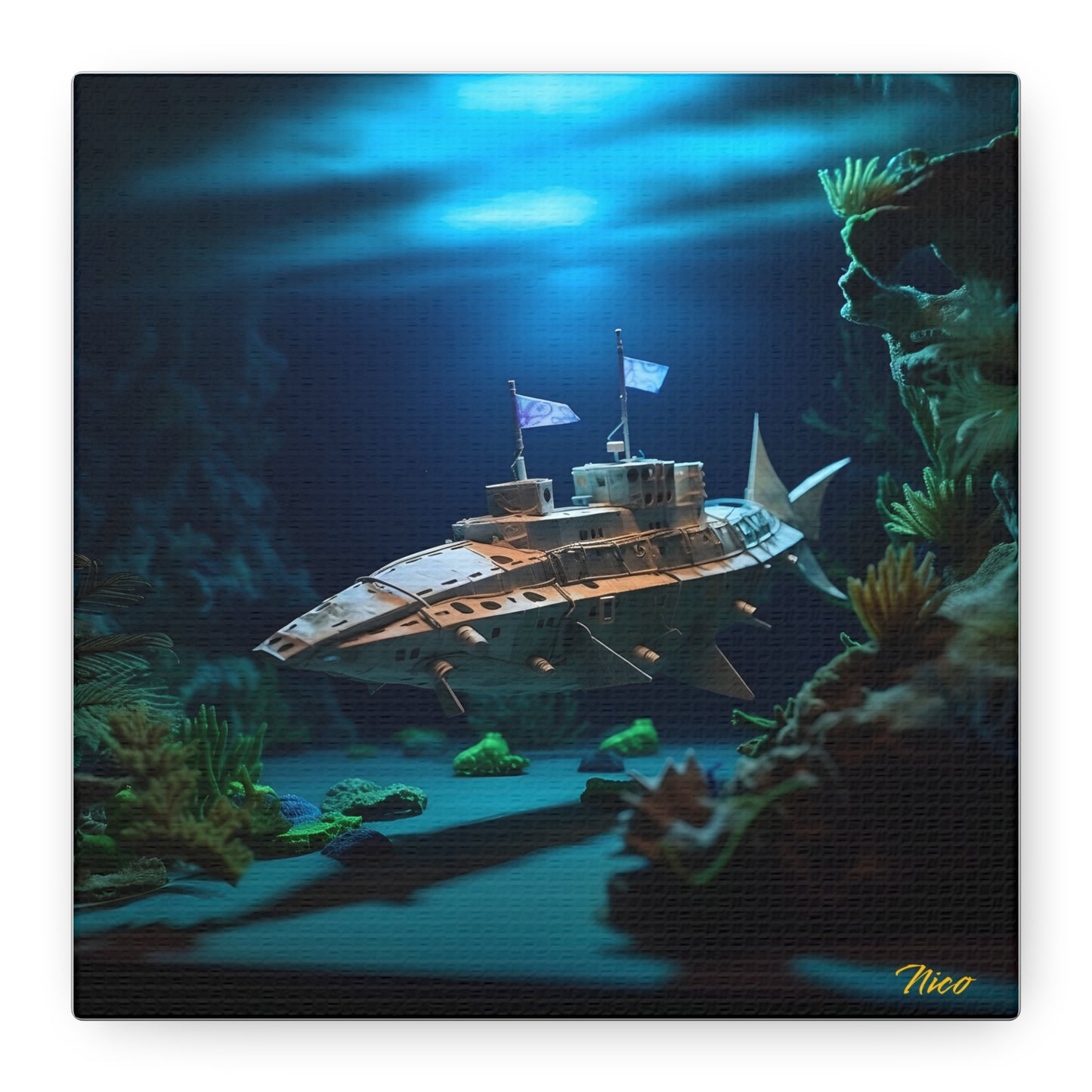 20,000 Leagues Under The Sea Series Print #3 - Streched Matte Canvas Print, 1.25" Thick