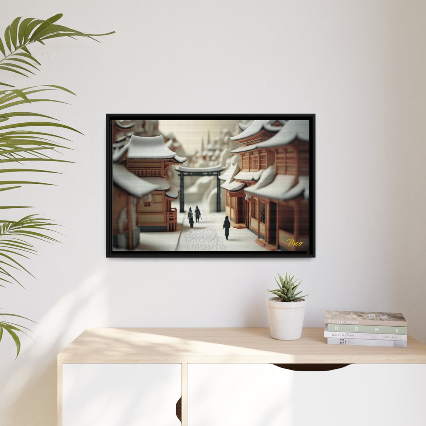 Asian Snow Series Print #2 - Extended Black Framed Canvas Print