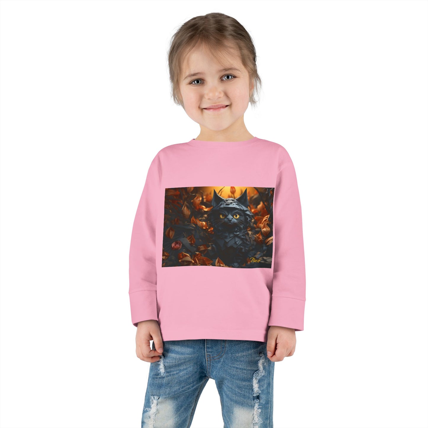 Halloween 2024 Series Print #2 "The Kitty Of Evil!" Toddler Long Sleeve Tee