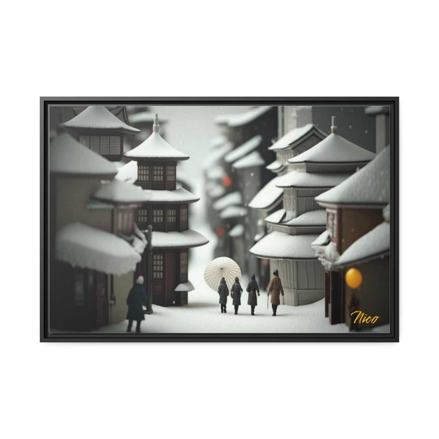 Asian Snow Series Print #3 - Impression sur toile encadrée noire