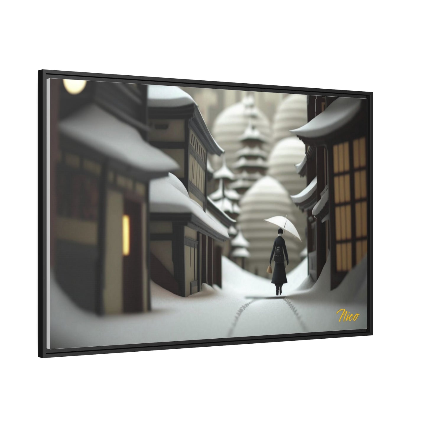 Asian Snow Series Print #4 - Extended Black Framed Canvas Print