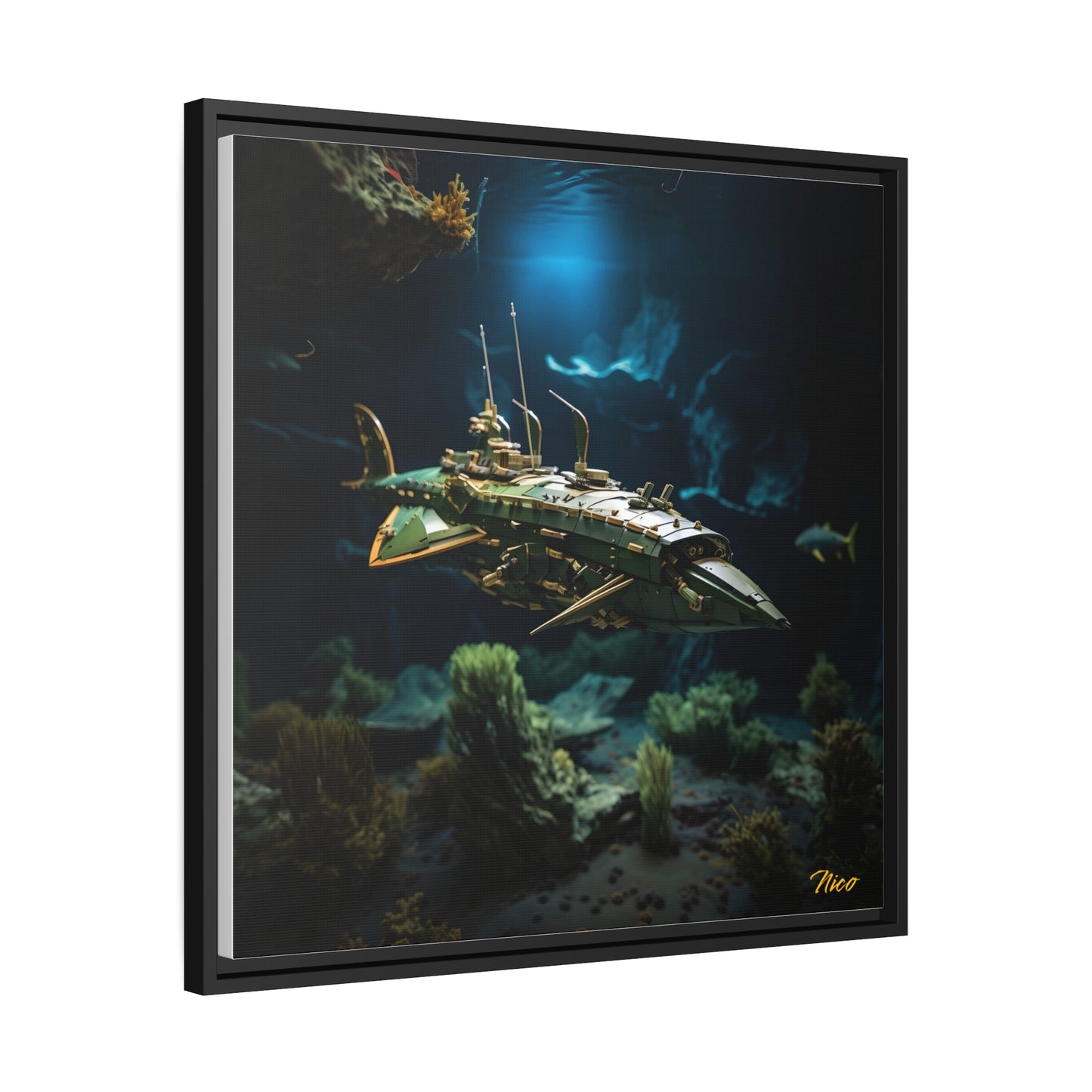 20,000 Under The Sea Series Print #1 - Black Framed Canvas Print