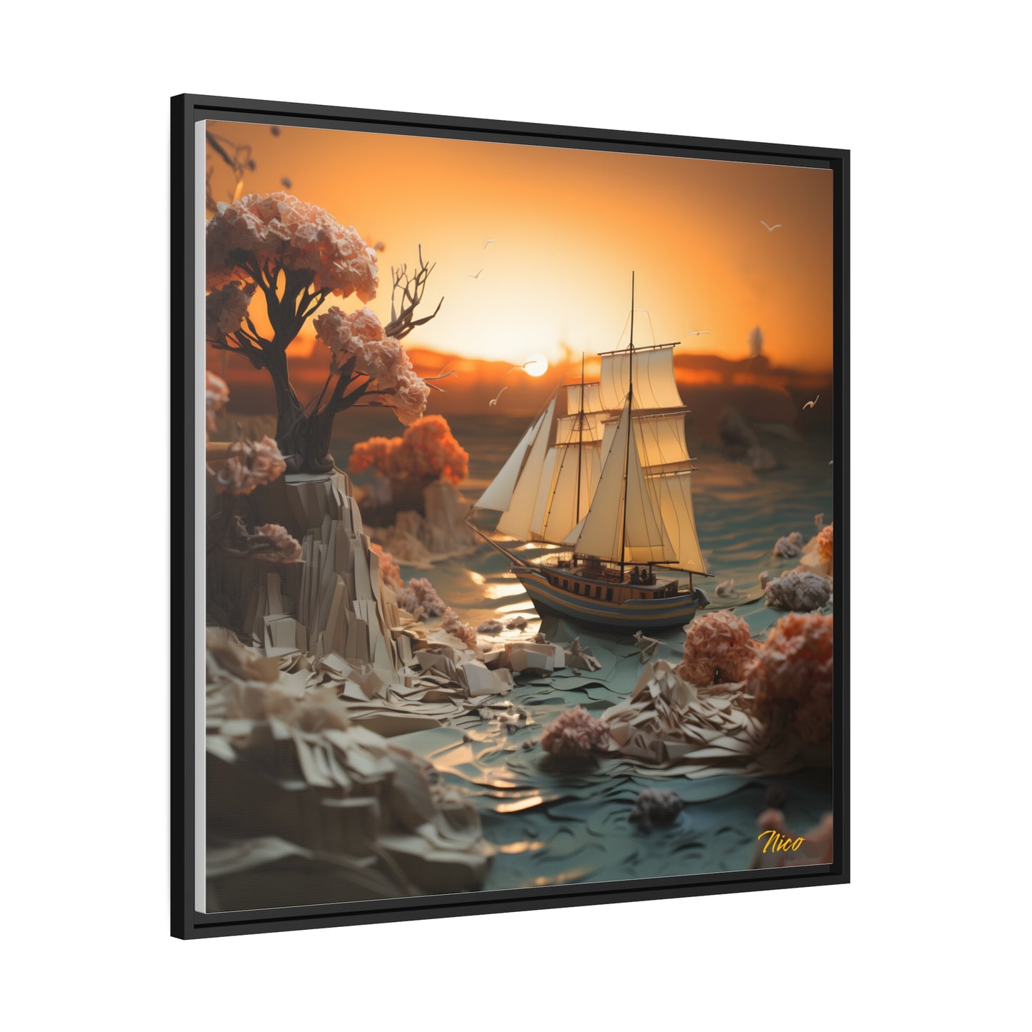 Into The Sunset Series Print #3 - Black Framed Canvas Print