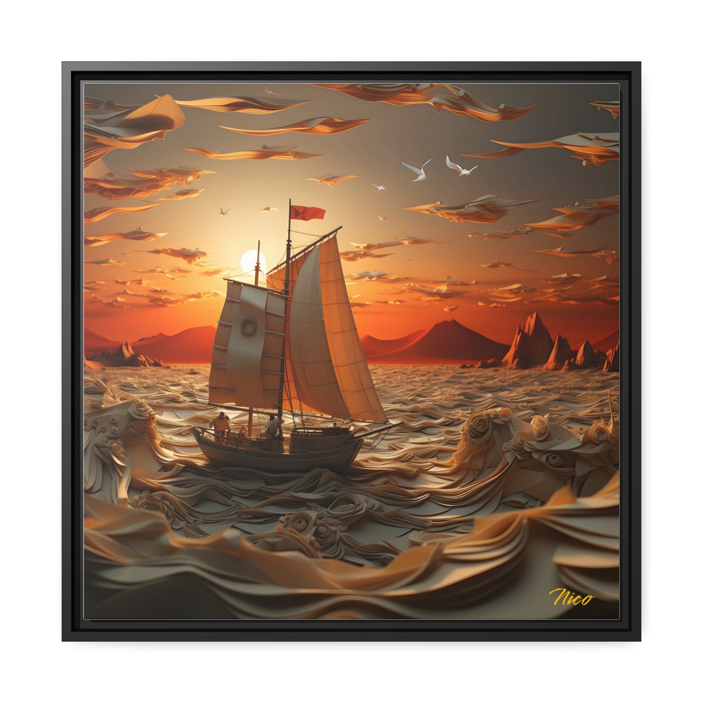 Into The Sunset Series Print #7 - Black Framed Canvas Print