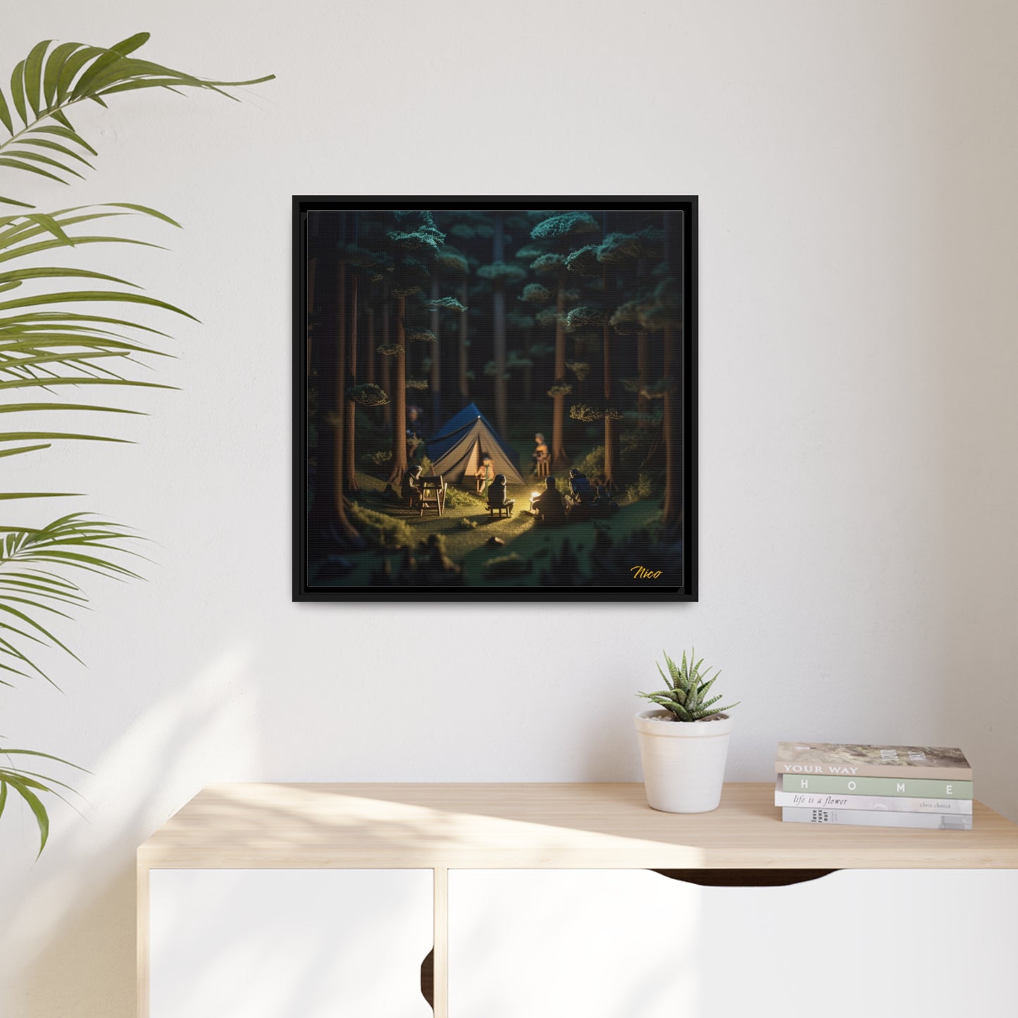 Campfire Series Print #6 - Black Framed Canvas Print