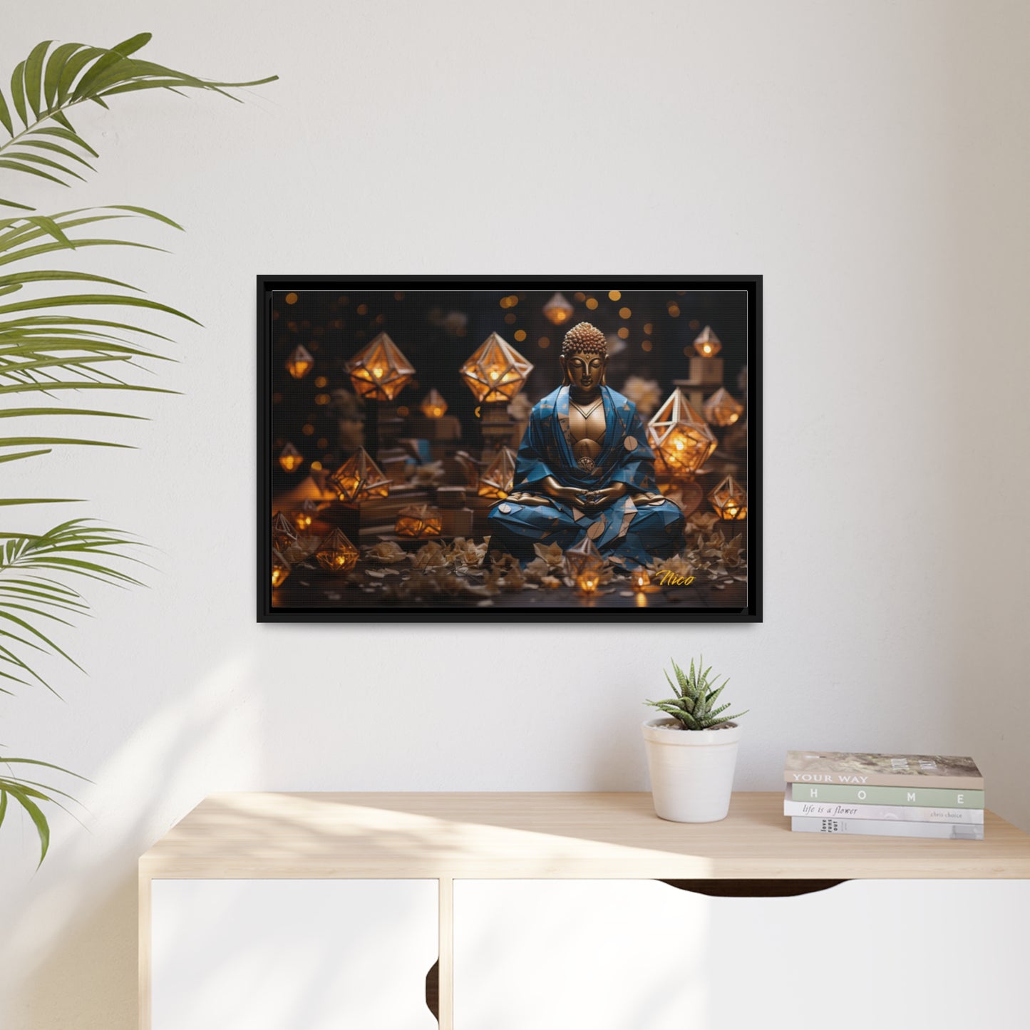 Ascending Buddha Series Print #3 - Black Framed Canvas Print