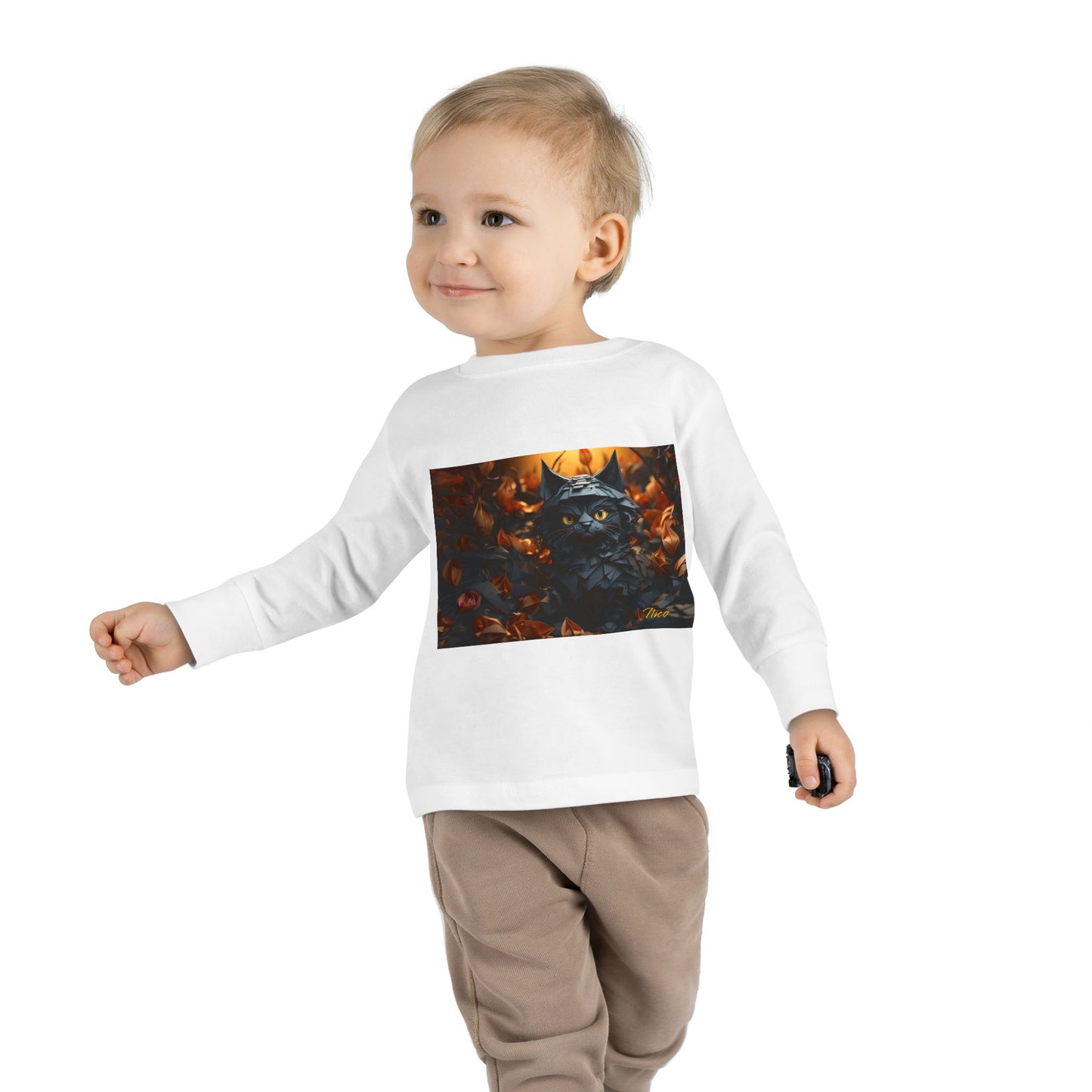 Halloween 2024 Series Print #2 "The Kitty Of Evil!" Toddler Long Sleeve Tee