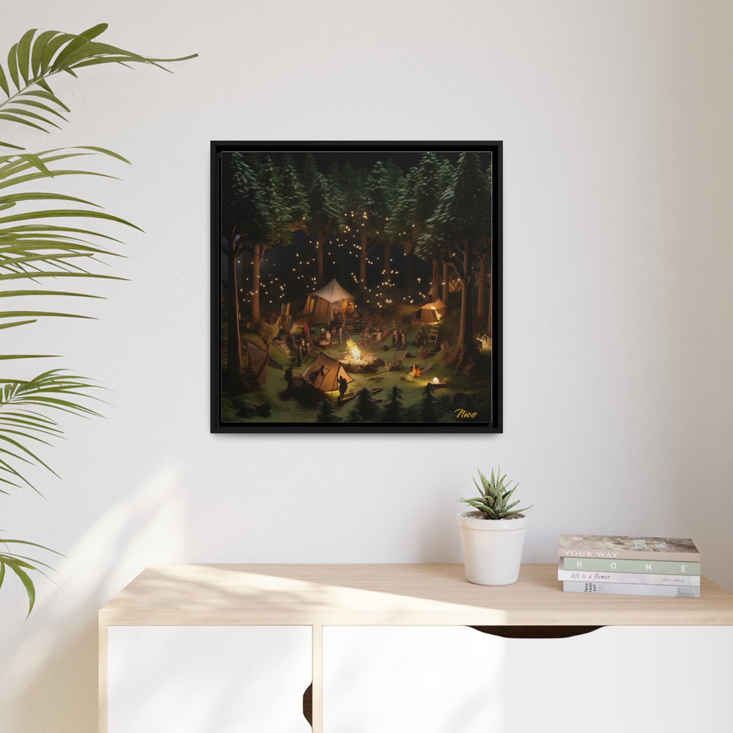 Campfire Series Print #5 - Black Framed Canvas Print