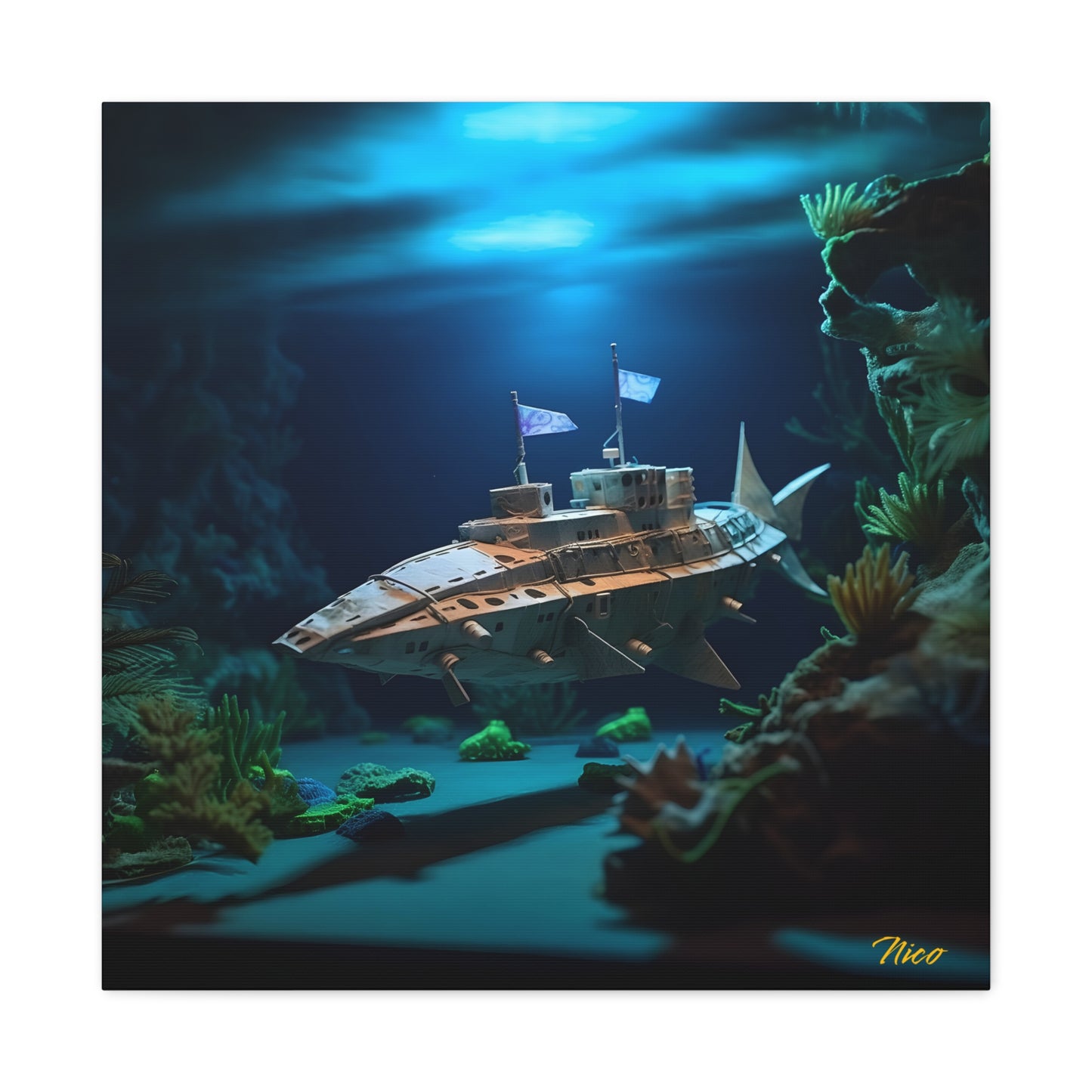 20,000 Leagues Under The Sea Series Print #3 - Streched Matte Canvas Print, 1.25" Thick