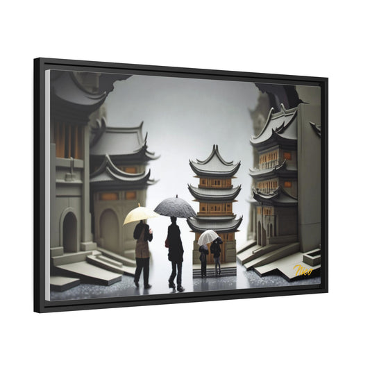 Oriental Rain Series Print #5 - Impression sur toile encadrée noire