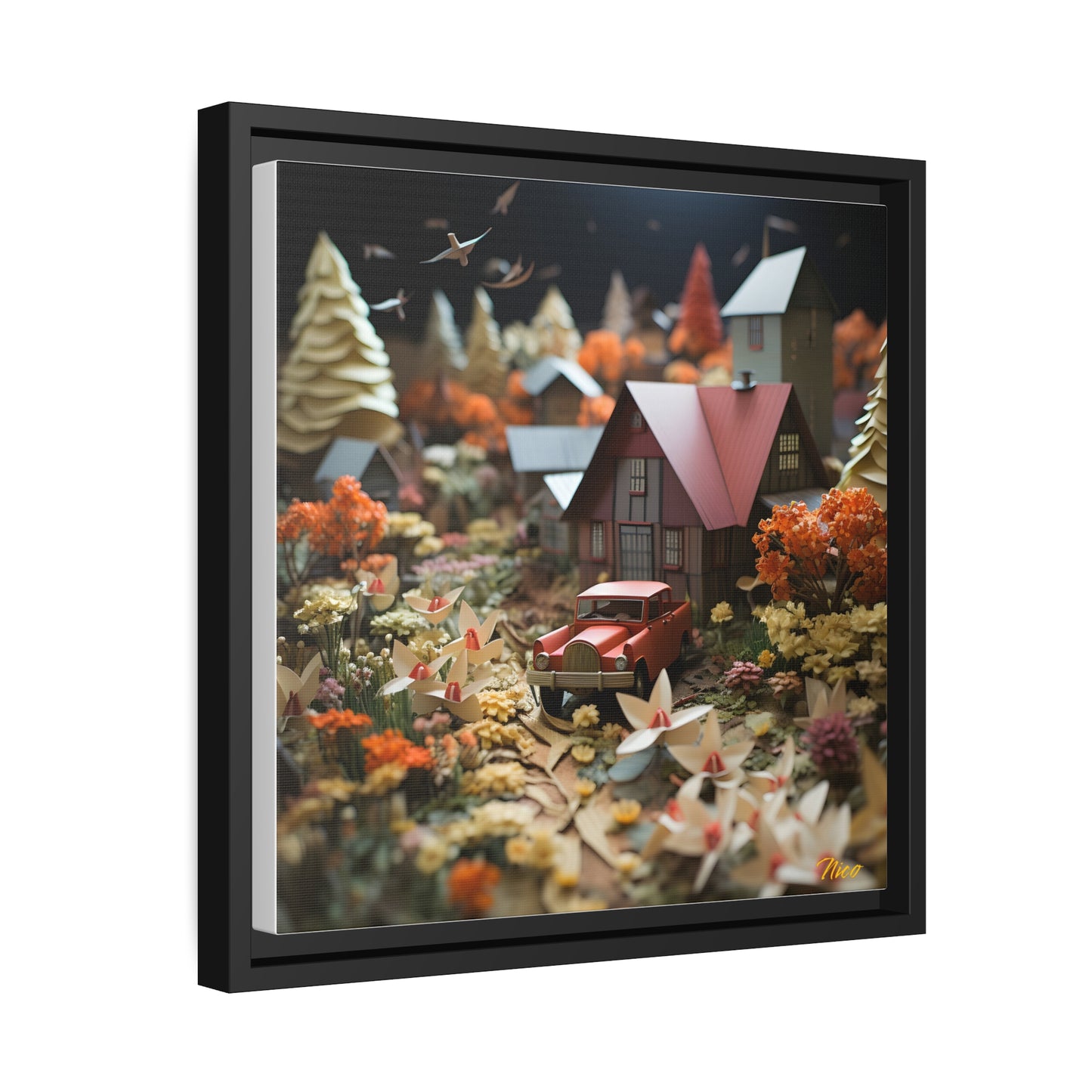 Meadow By The Farm Series Print #2 - Black Framed Canvas Print