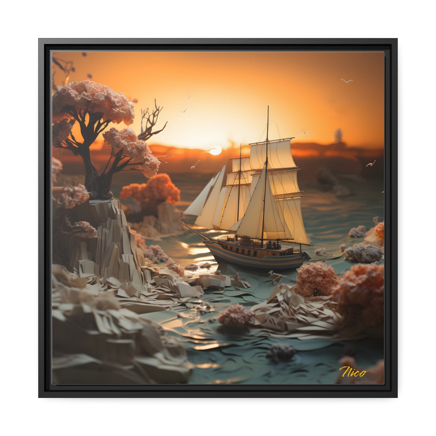 Into The Sunset Series Print #3 - Black Framed Canvas Print