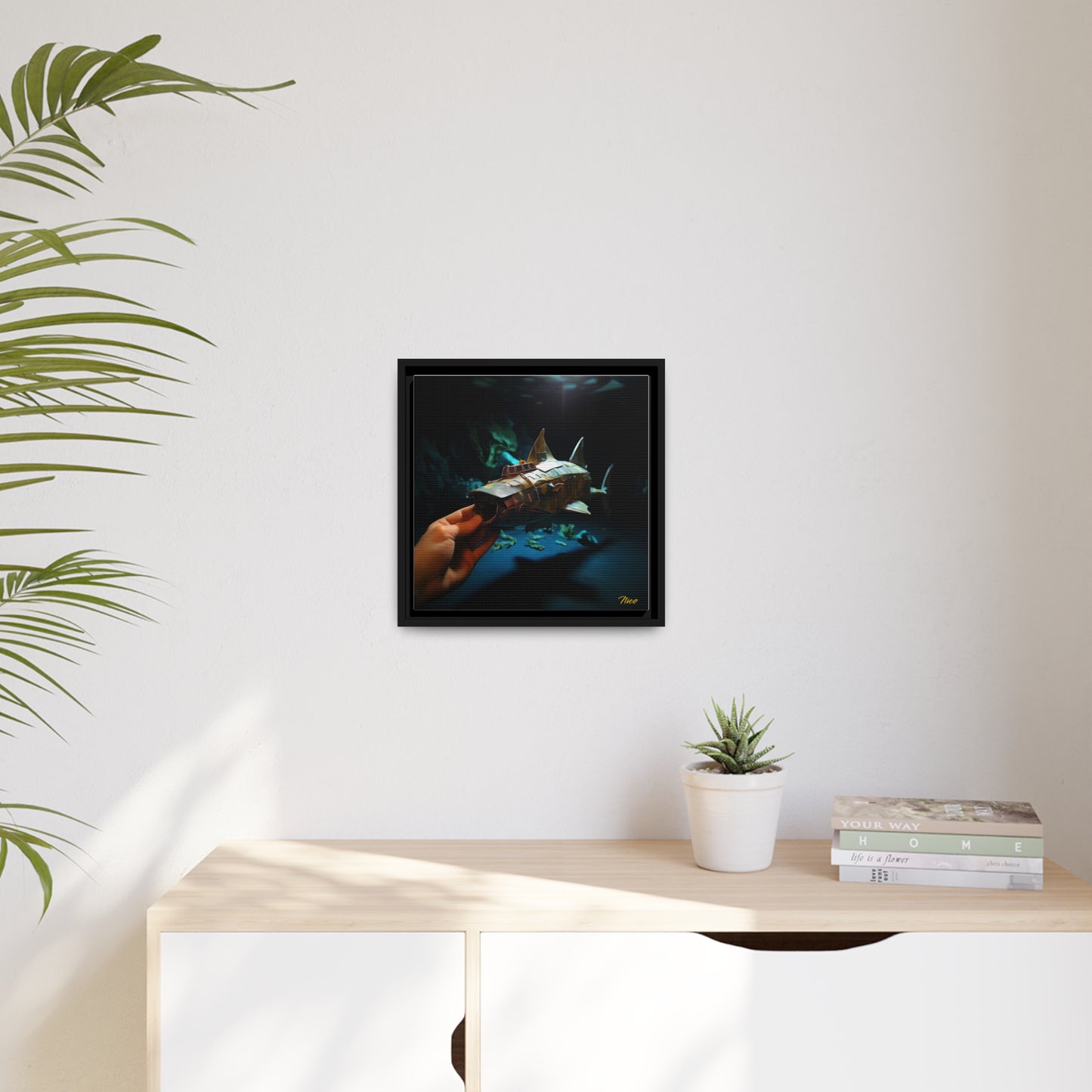 20,000 Under The Sea Series Print #4 - Black Framed Canvas Print