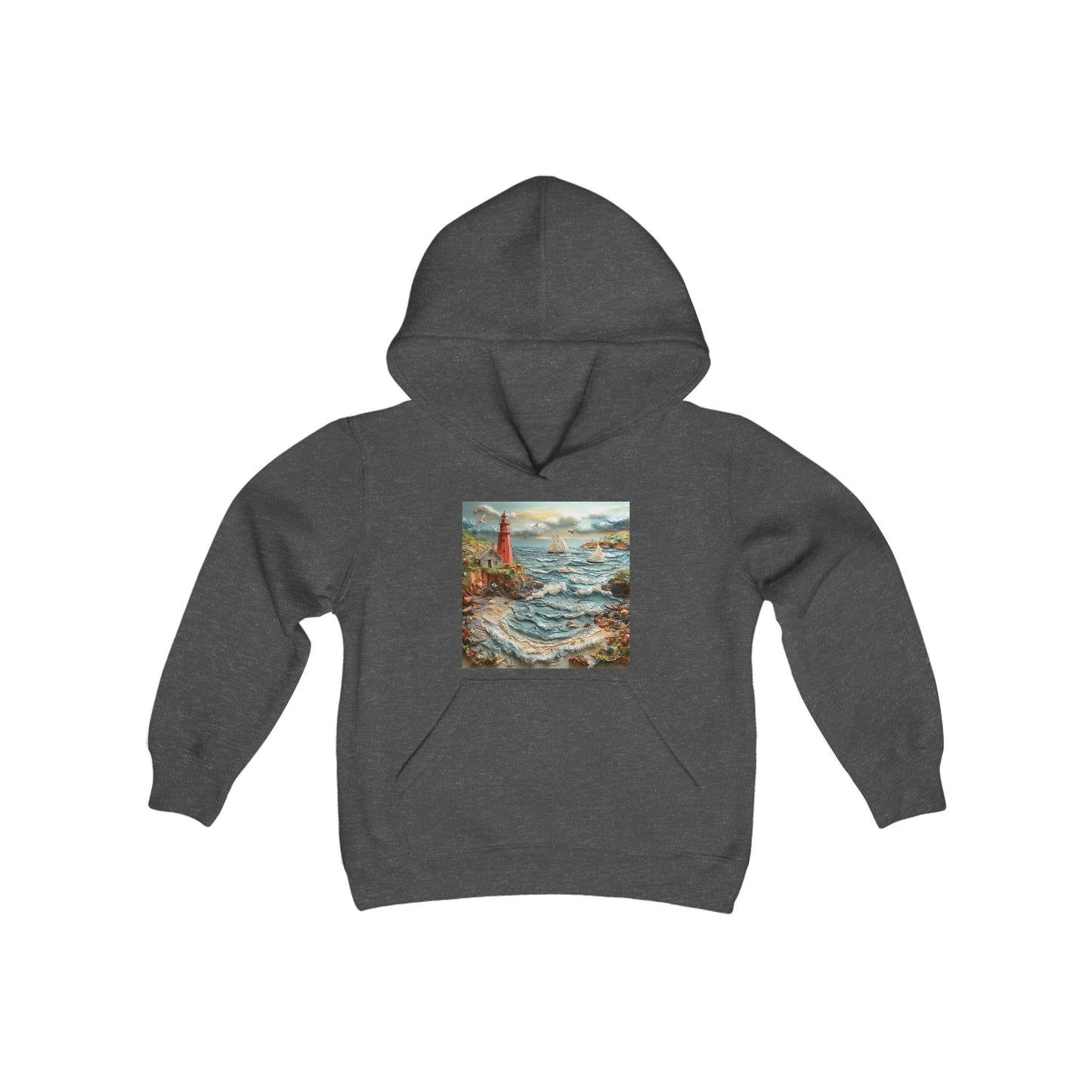 By The Seaside Series Print #2 Youth Heavy Blend Hooded Sweatshirt